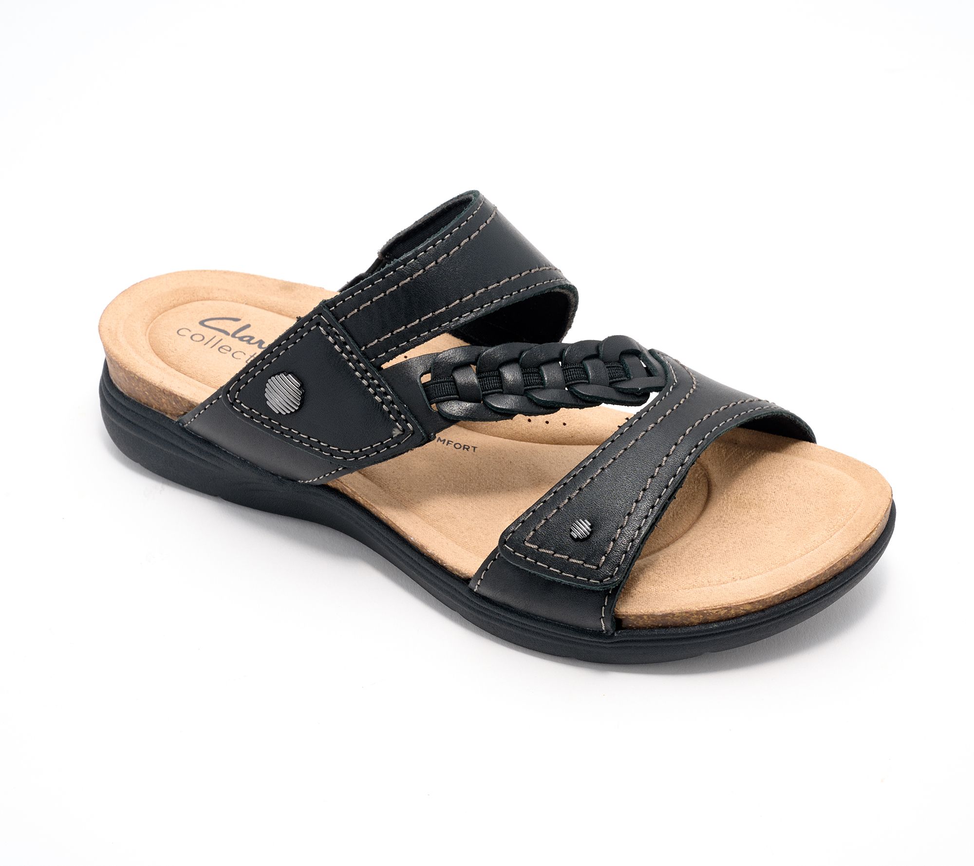 Clarks Collection Leather Slide Sandals - April Raelyn