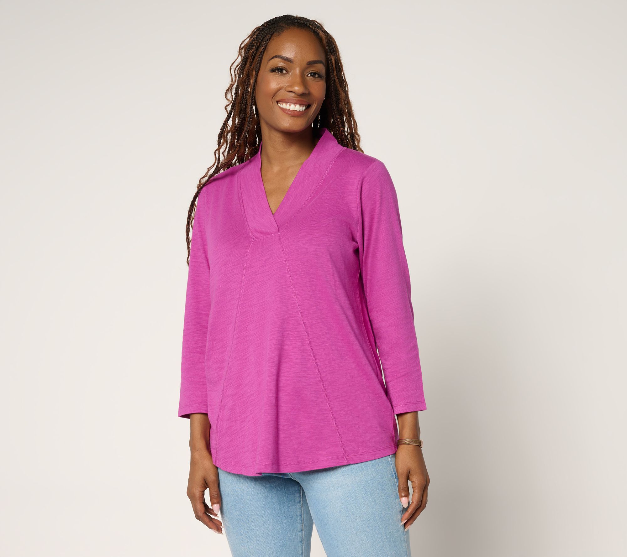 Belle Boho by Kim Gravel Slub Knit Western Chic Seamed Top