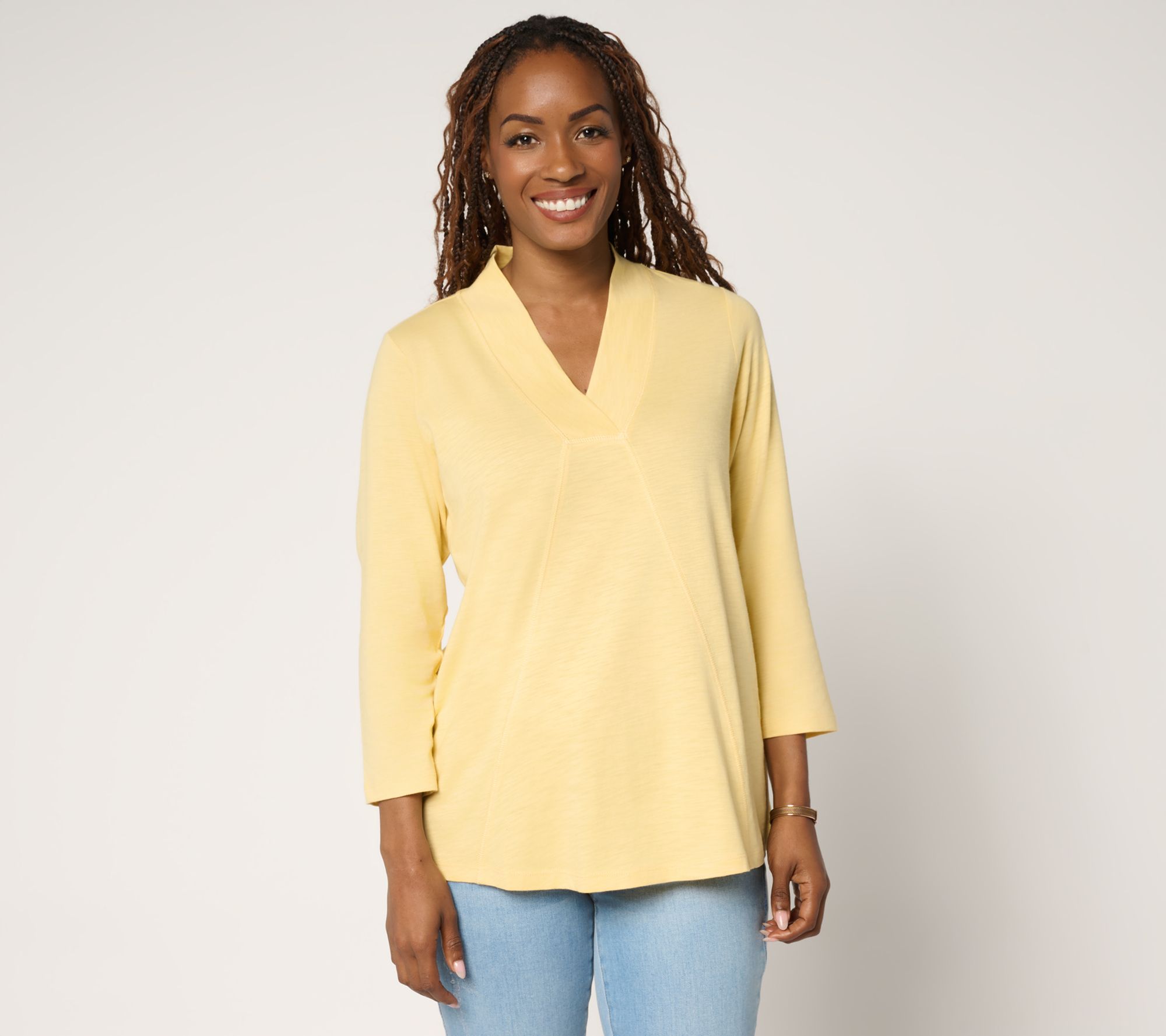 Belle Boho by Kim Gravel Slub Knit Western Chic Seamed Top