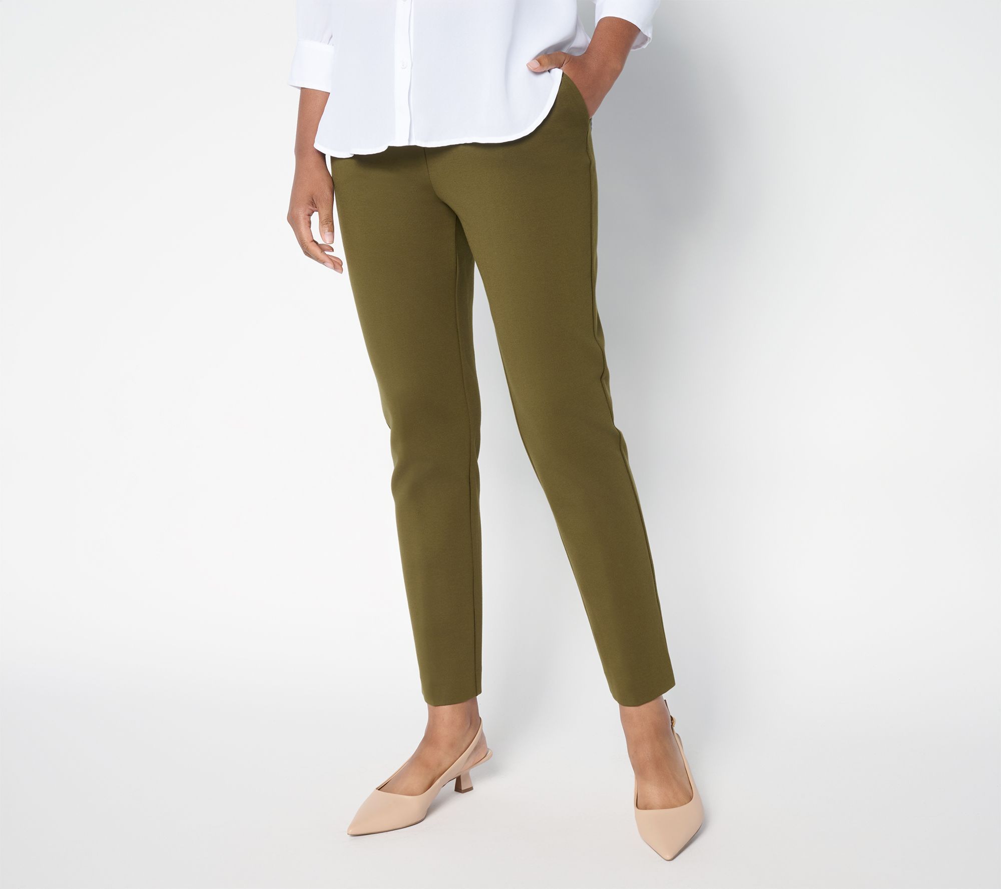 Susan Graver Every Day Regular Smart Ponte 350 Slim Ankle Pants