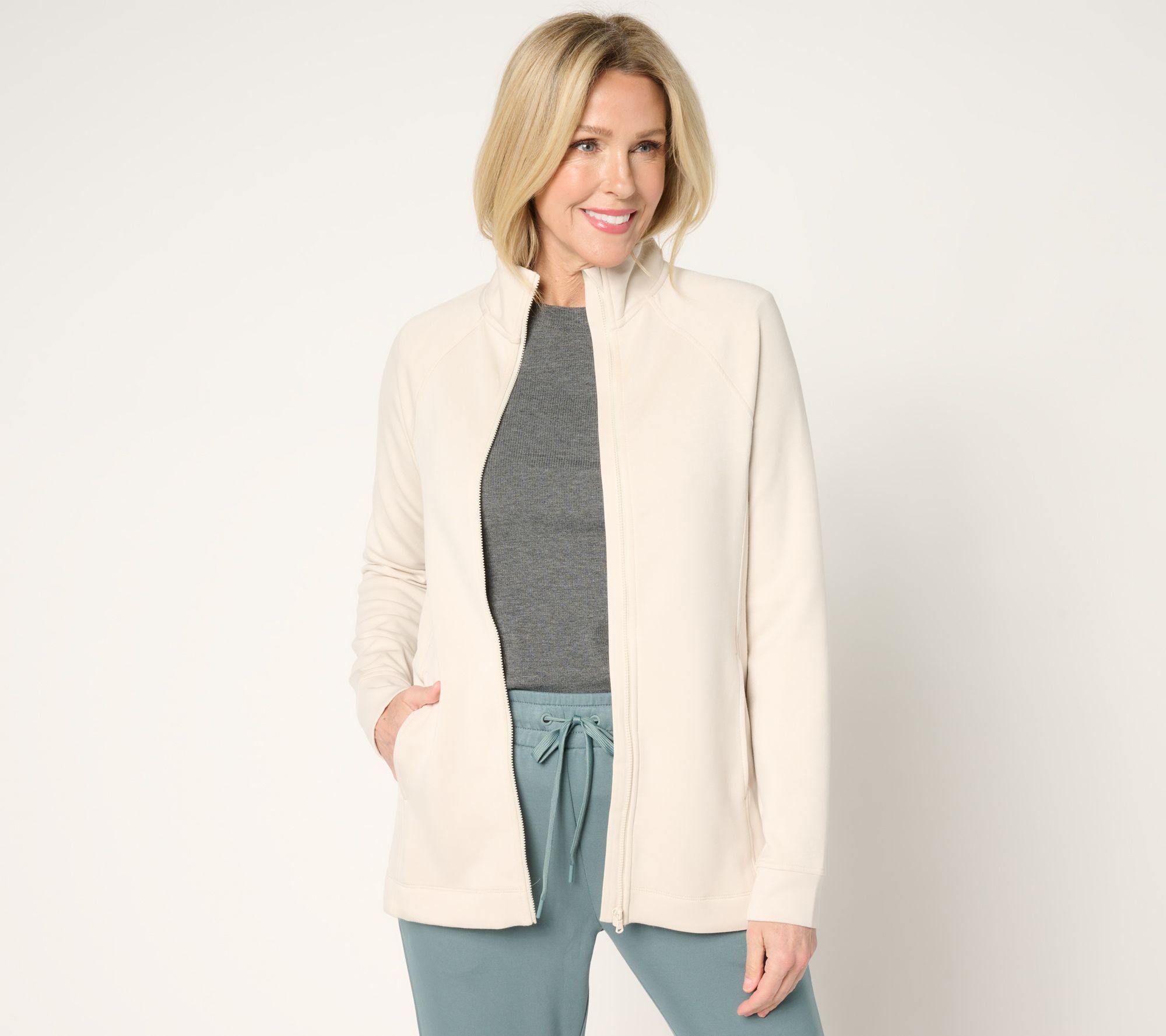 "As Is" Cuddl Duds Smooth Knit Jersey Full Zip Jacket