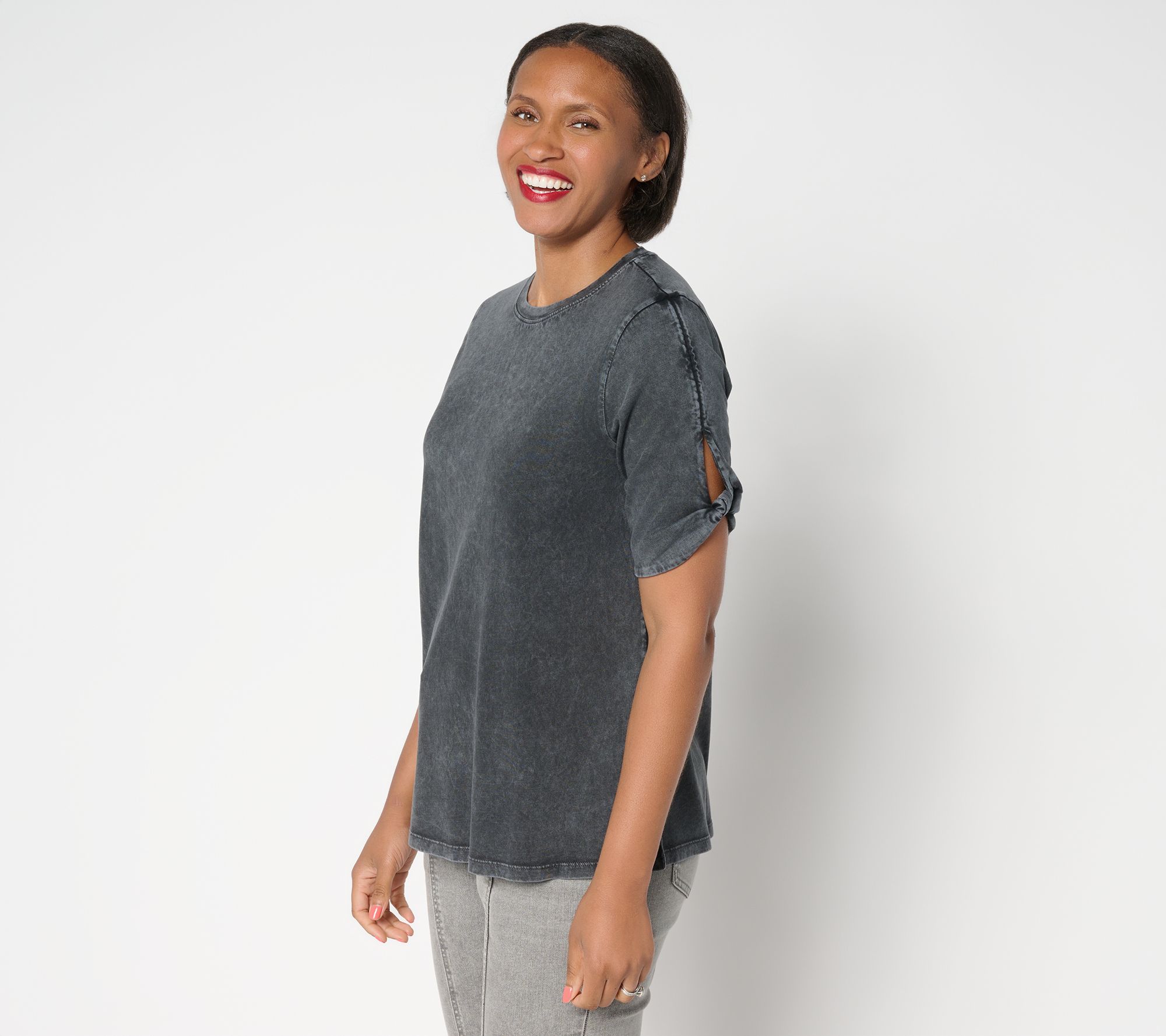 LOGO Principles by Lori Goldstein Elbow Twist Detail Knit Top