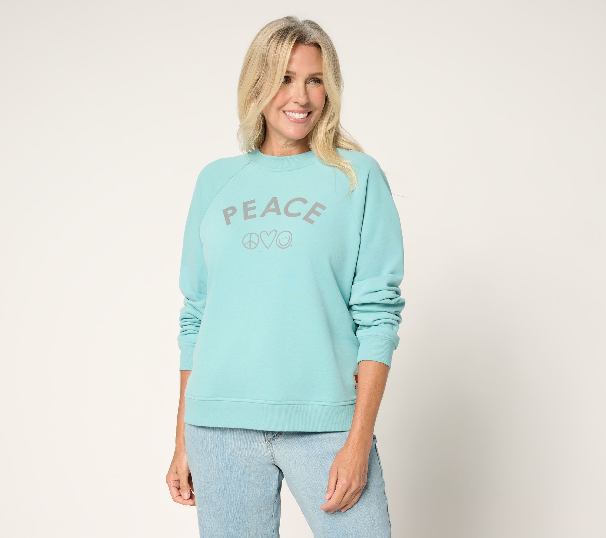 Peace Love World Crewneck Affirmation Pullover - QVC.com
