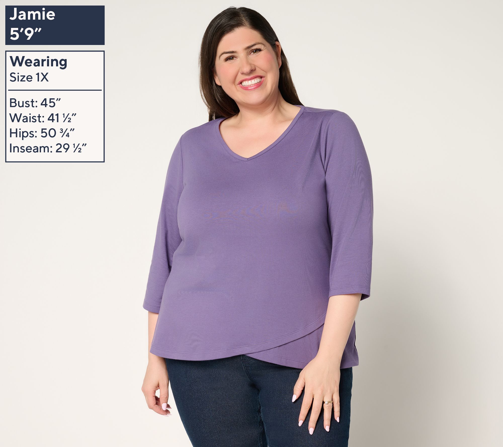 Denim Essentials Perfect Jersey Ballet Sleeve Tulip Hem Top