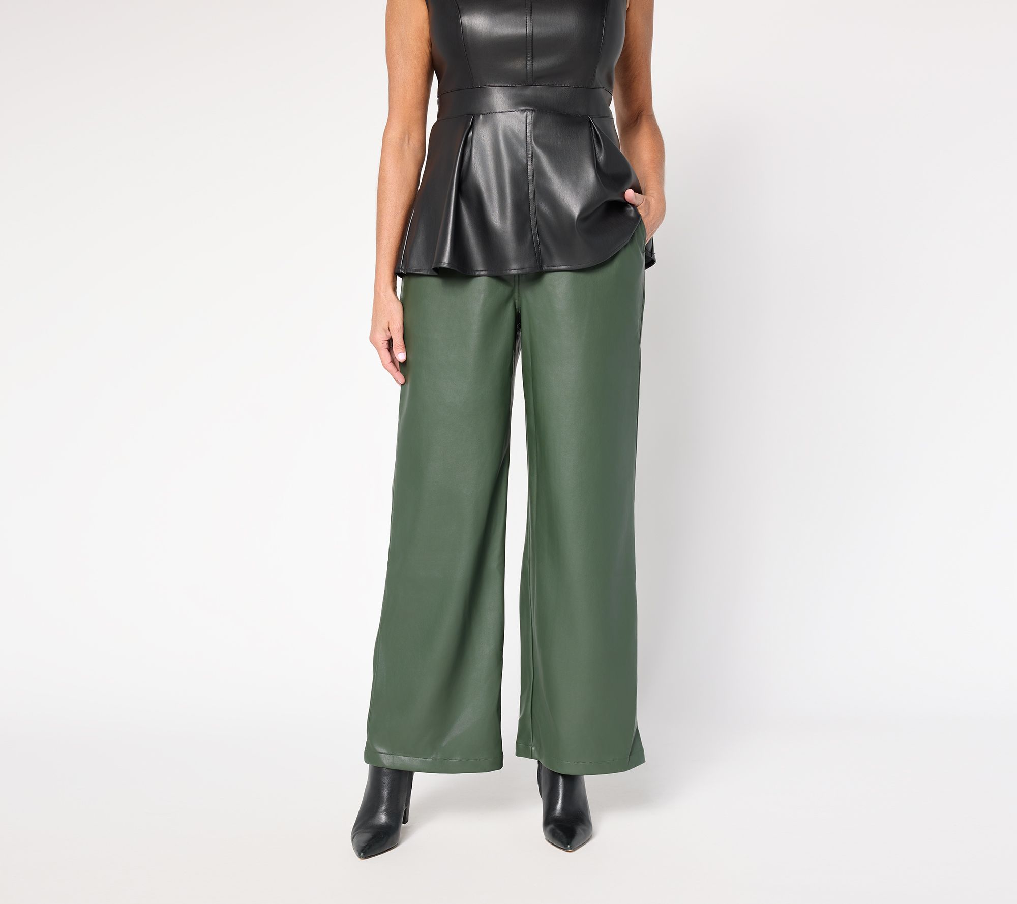by Stacy London Regular Faux Leather Wide Leg Trouser