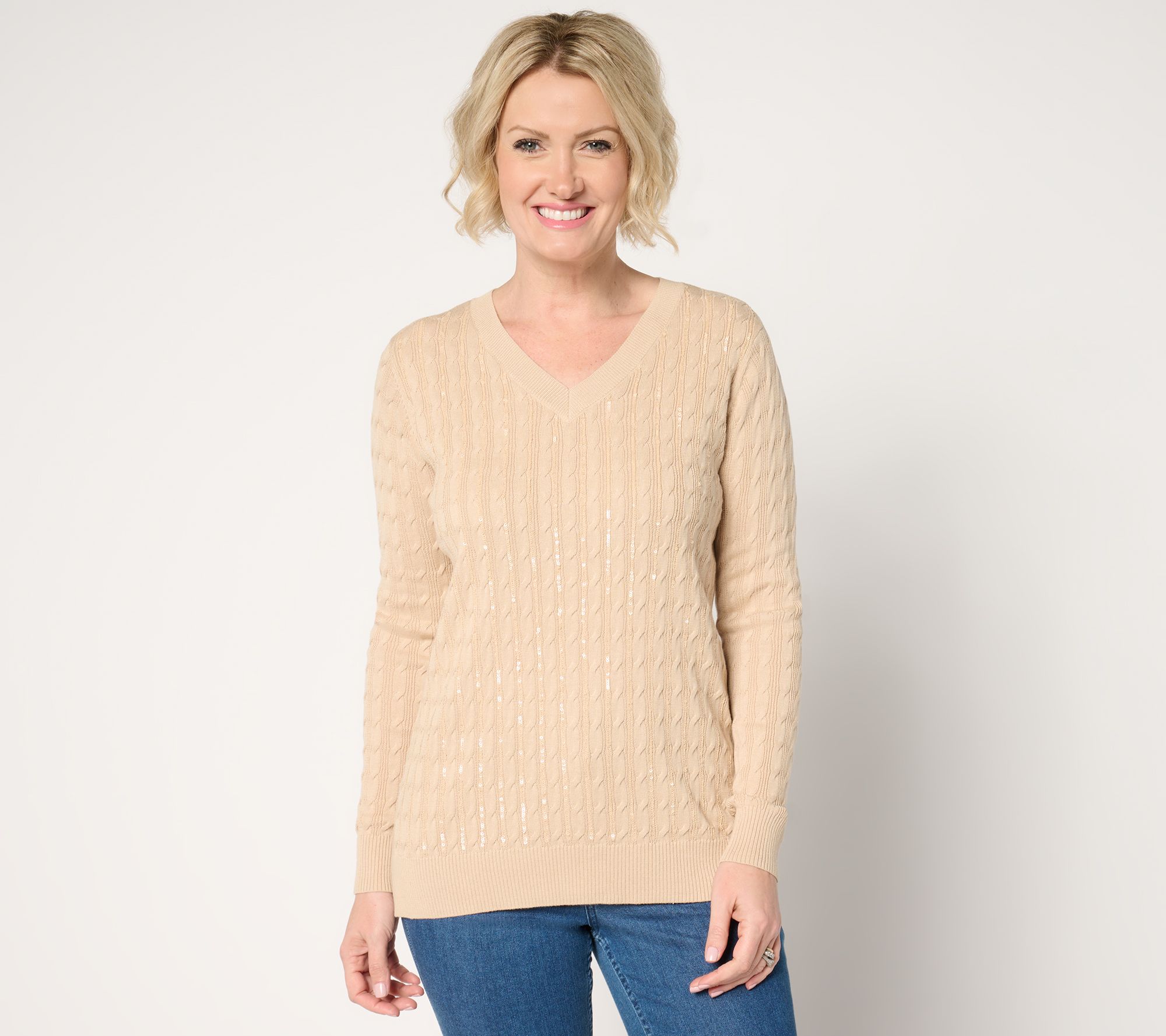 "As Is" Belle by Kim Gravel Shine into Spring V Neck Sweater