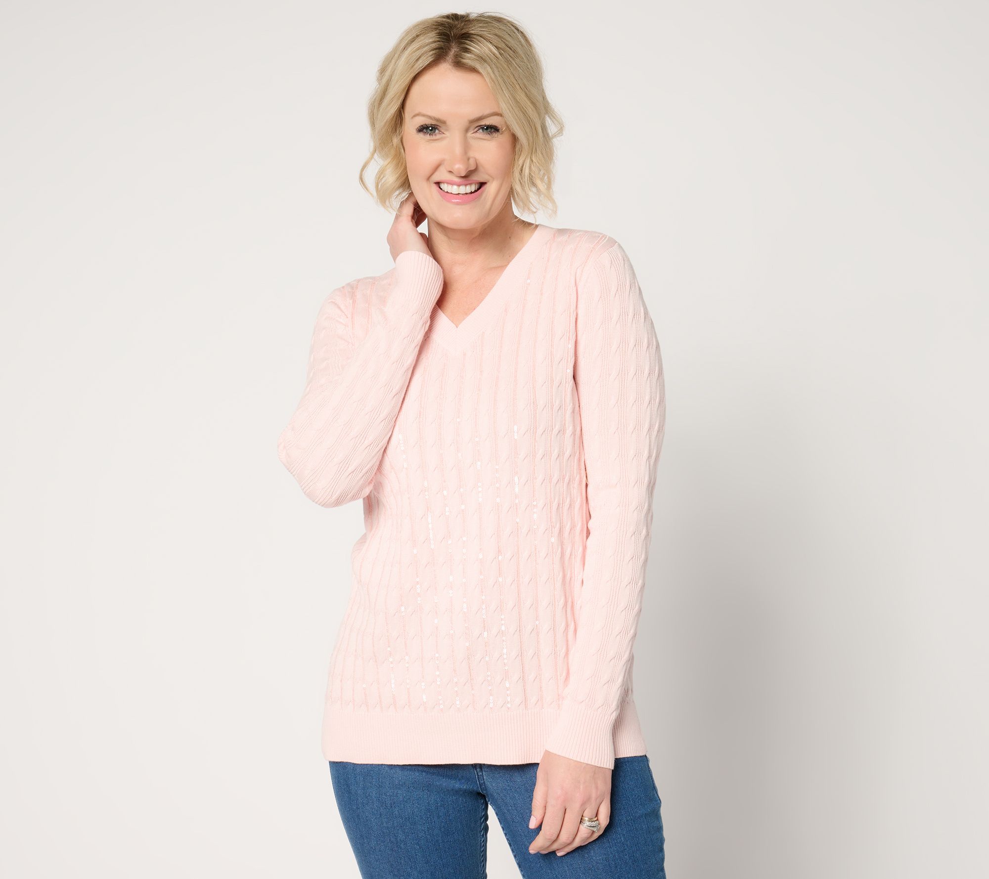 "As Is" Belle by Kim Gravel Shine into Spring V Neck Sweater
