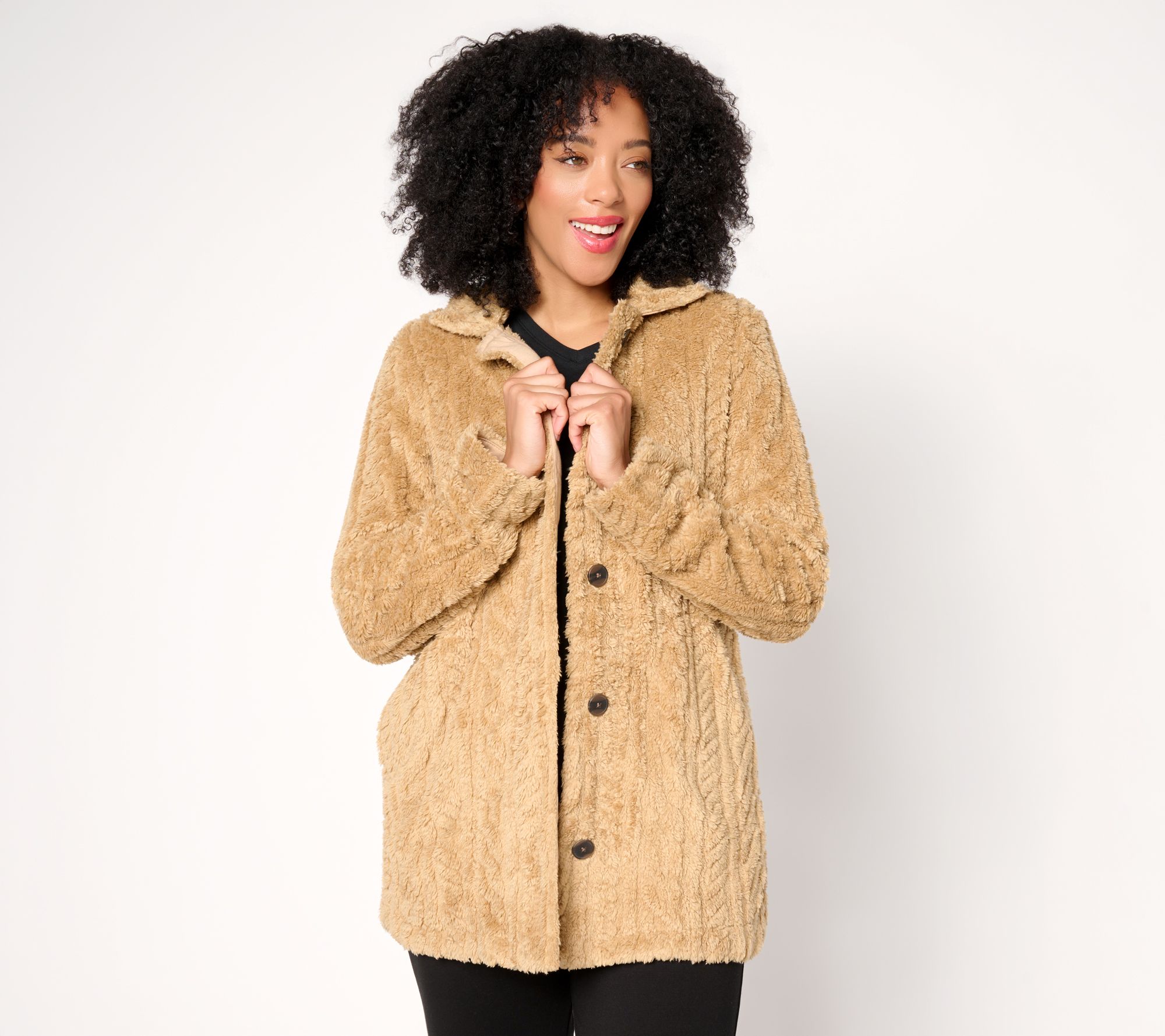 Cuddl Duds Sculpted Sherpa Shacket