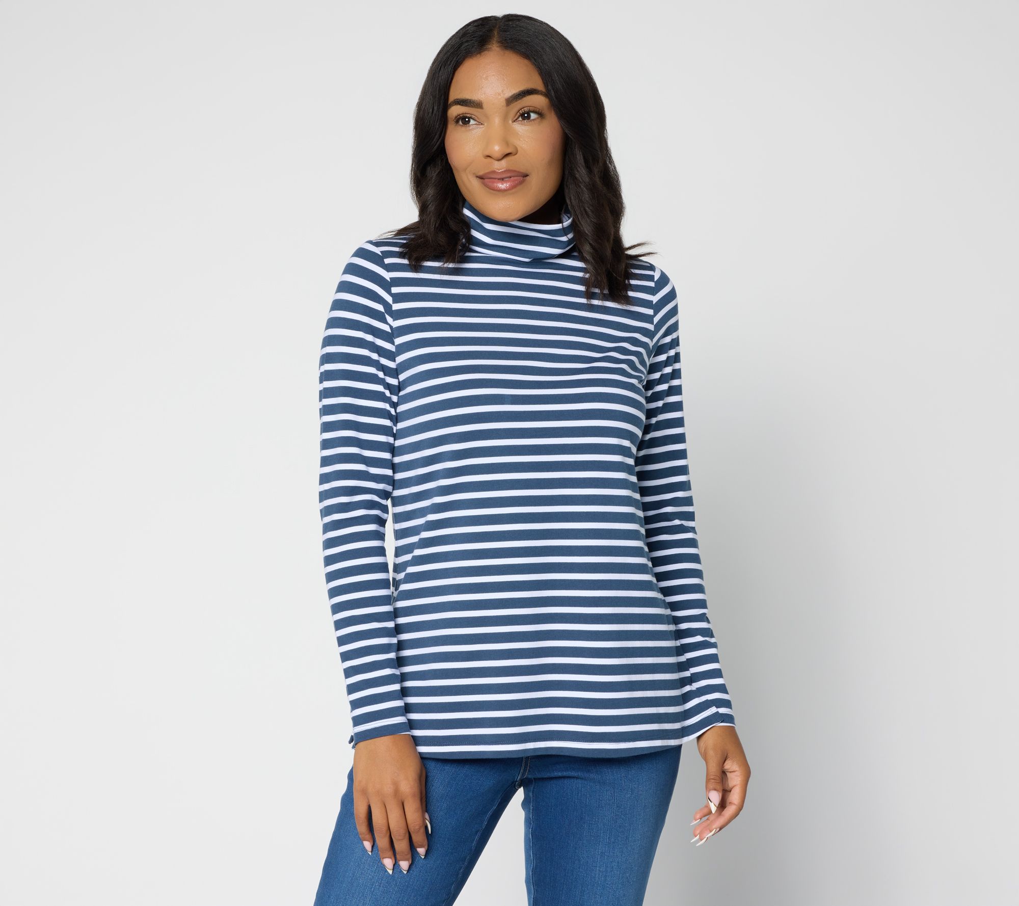 Belle by Kim Gravel Primabelle Knit Pinstripe Turtleneck