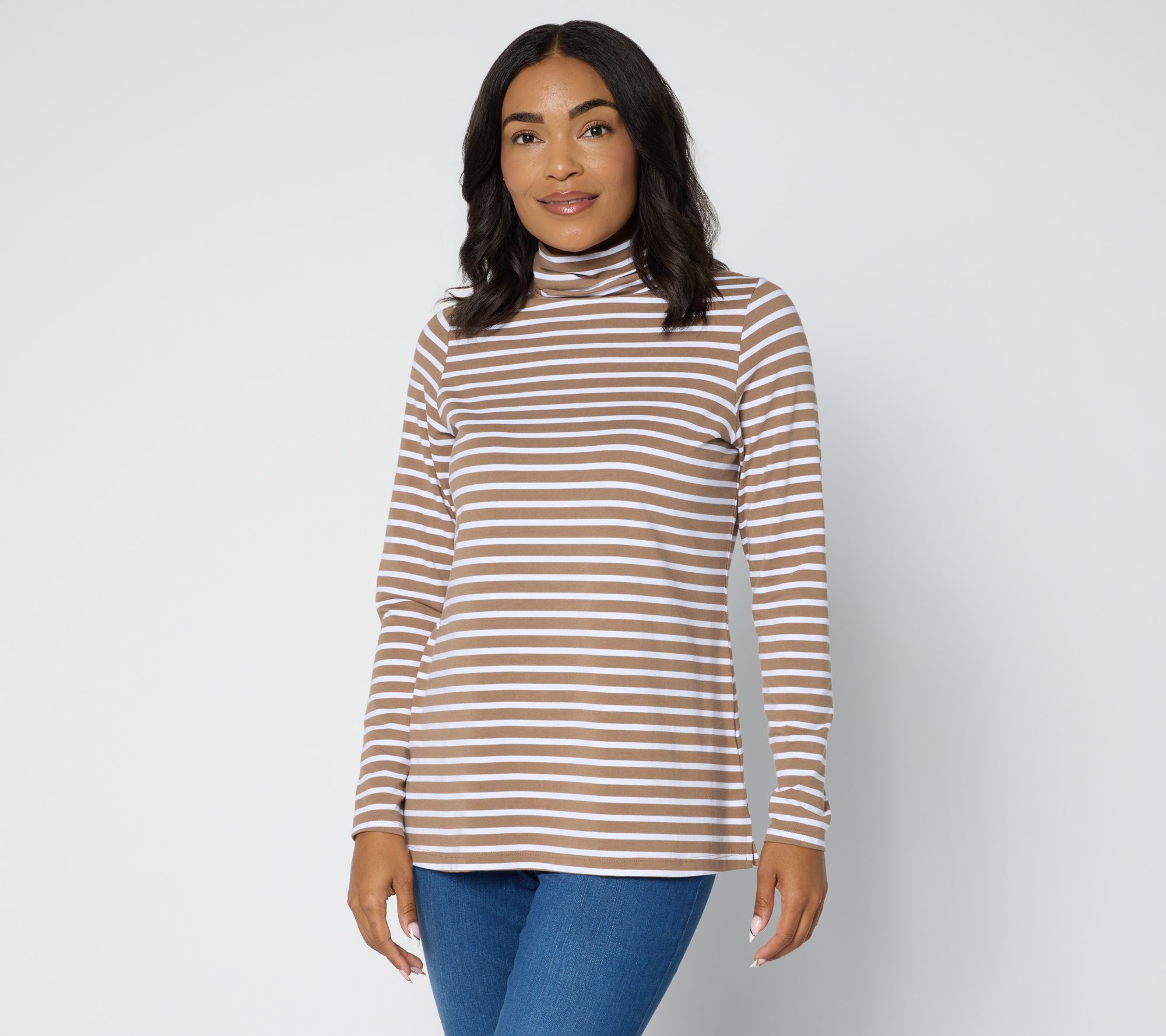 Belle by Kim Gravel Primabelle Knit Pinstripe Turtleneck