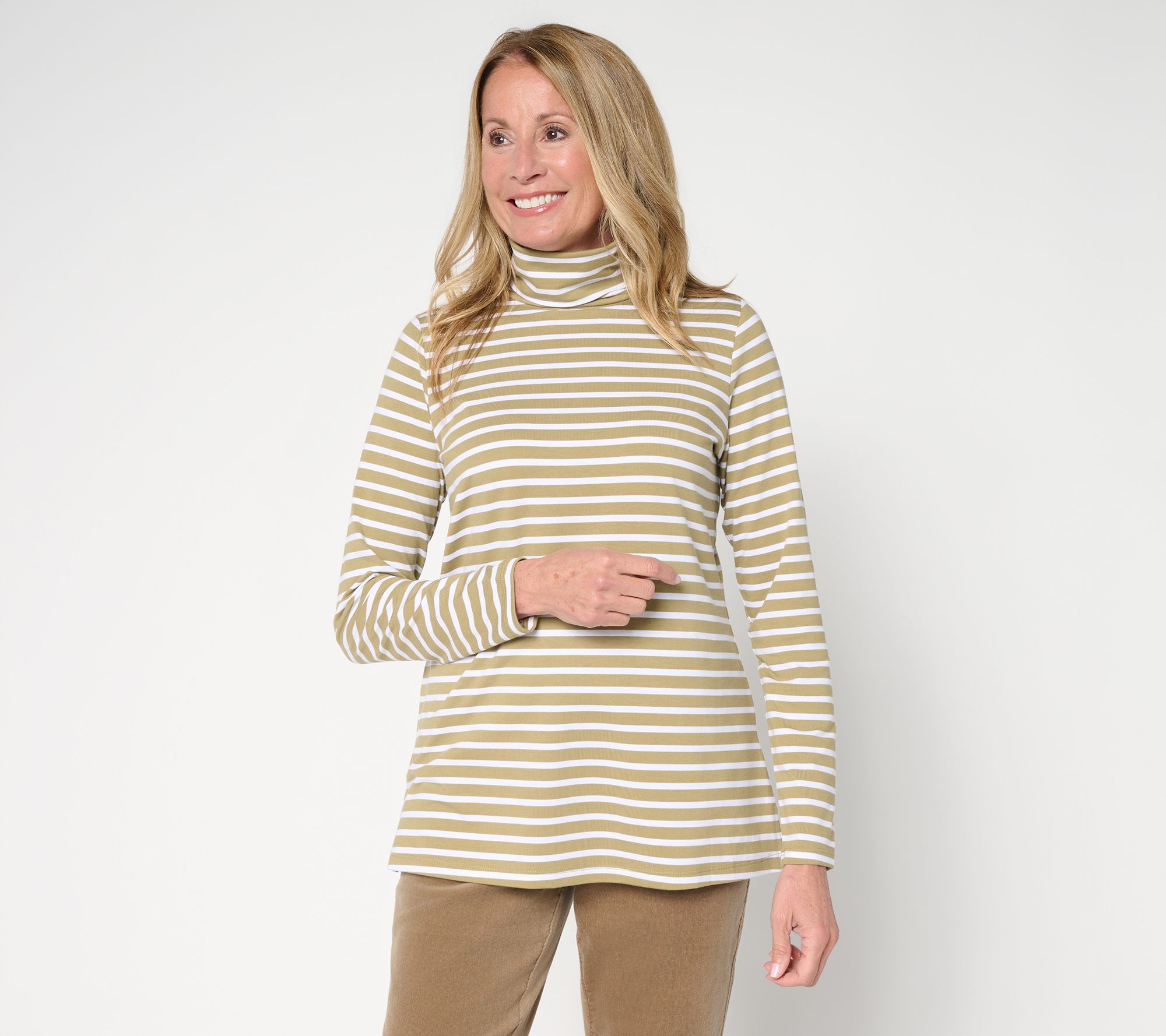Belle by Kim Gravel Primabelle Knit Pinstripe Turtleneck