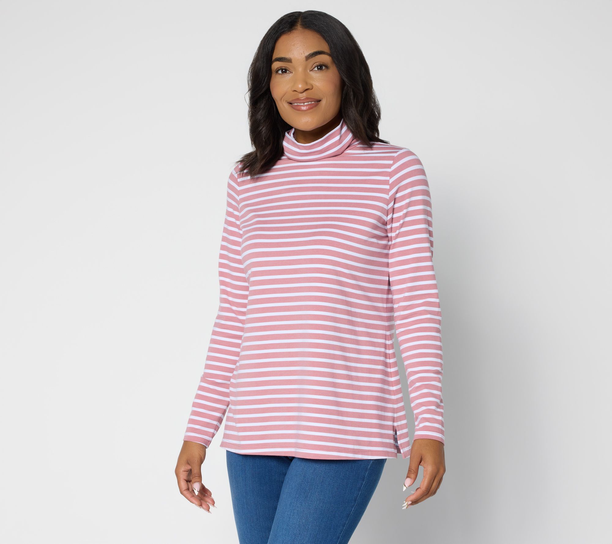 Belle by Kim Gravel Primabelle Knit Pinstripe Turtleneck