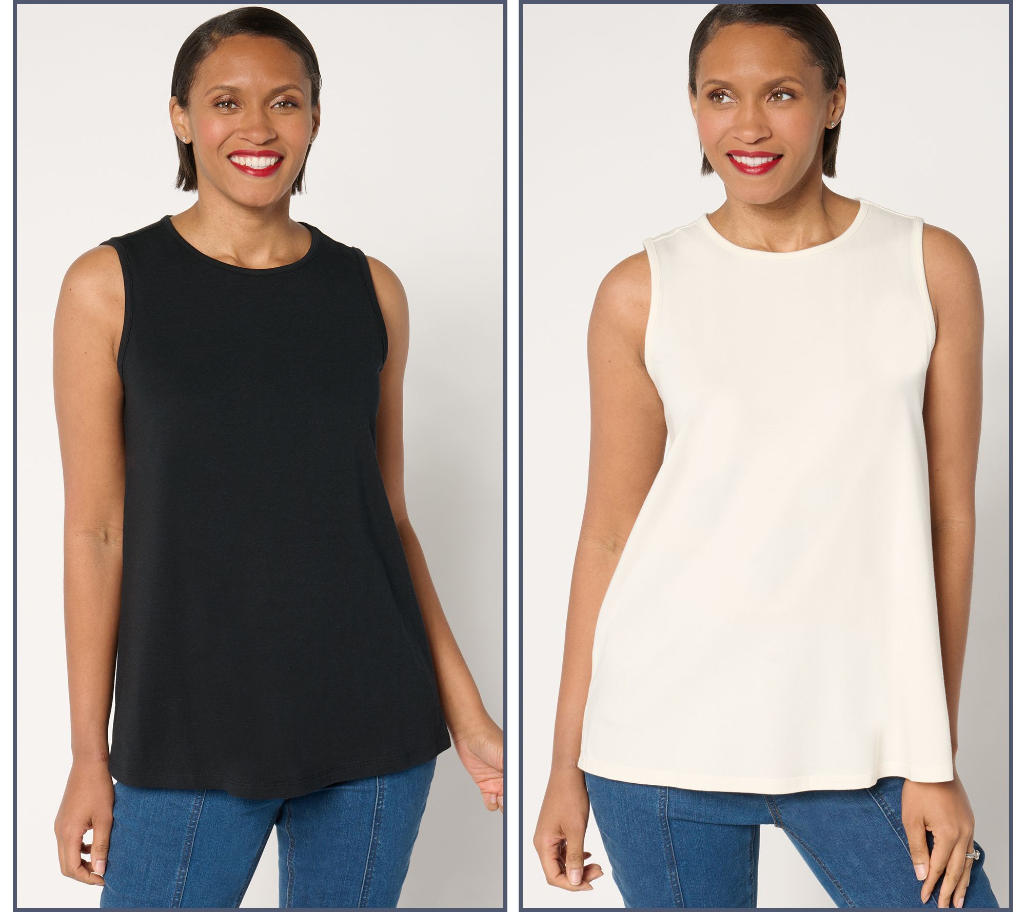 "As Is" Denim & Co. Essentials Favorite Jersey 2-Pack Swing Tanks