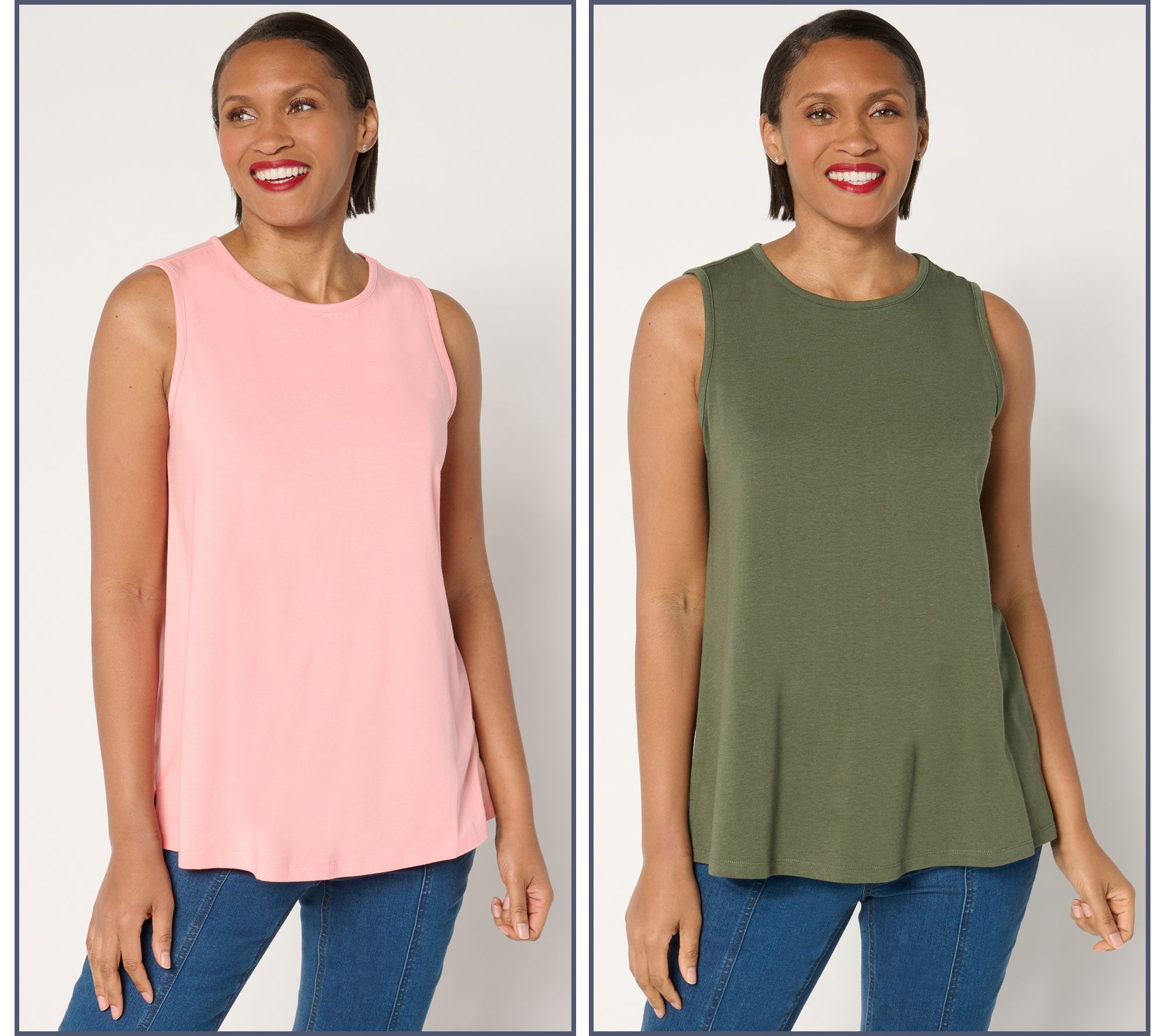 "As Is" Denim & Co. Essentials Favorite Jersey 2-Pack Swing Tanks