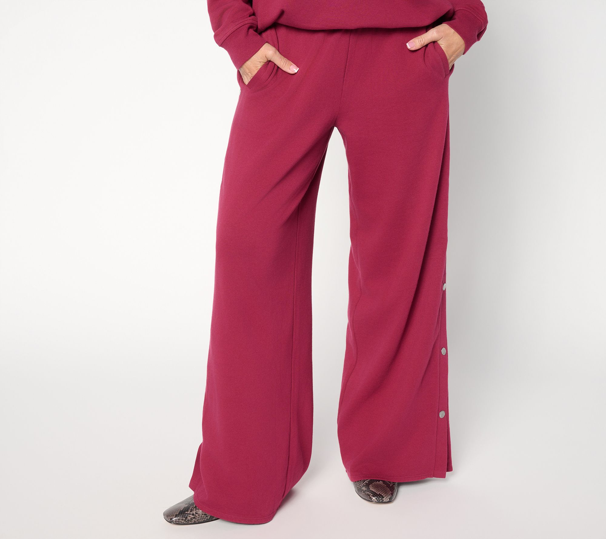  Peace Love World Petite French Terry Snap Side Pants