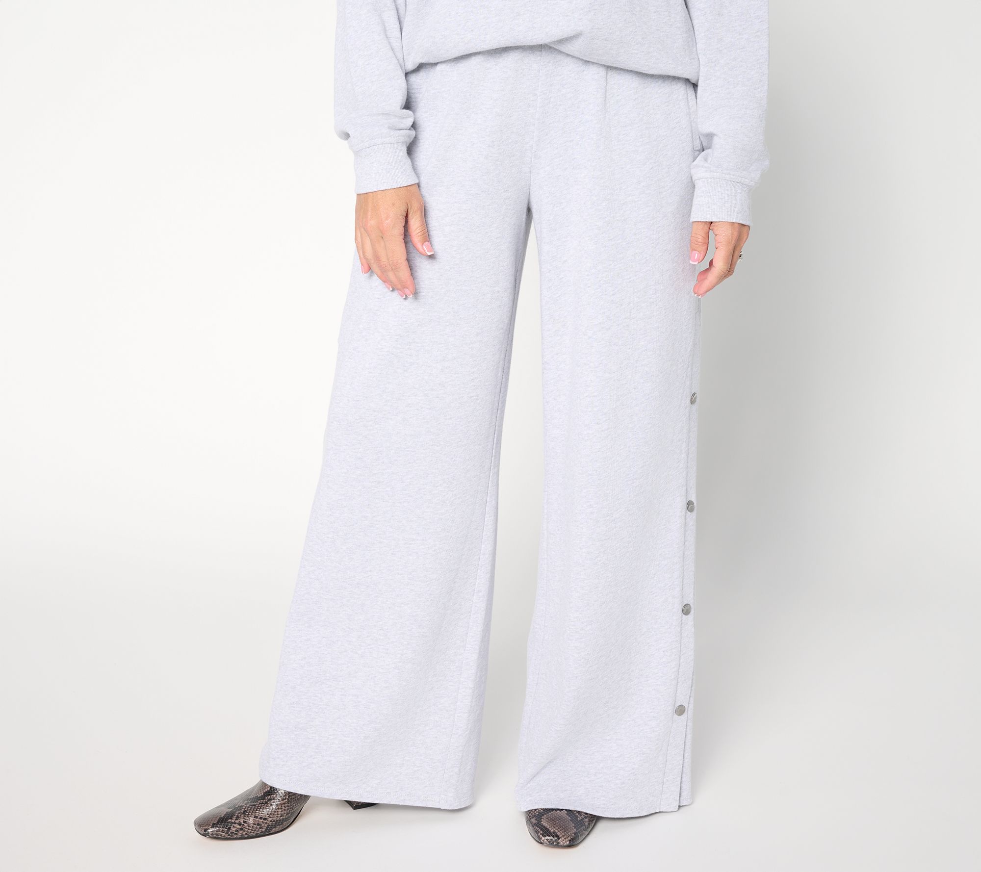 Peace Love World Petite French Terry Snap Side Pants