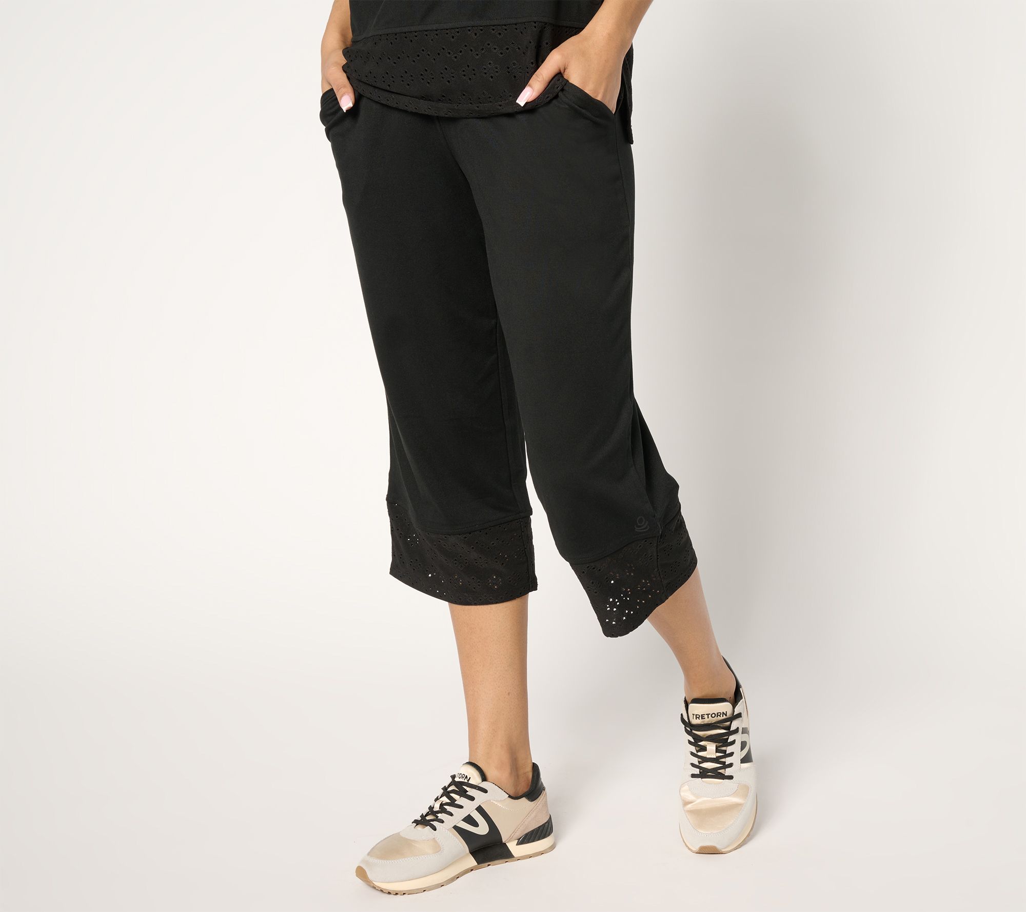"As Is" Cuddl Duds Flexwear with Eyelet Cropped Pant