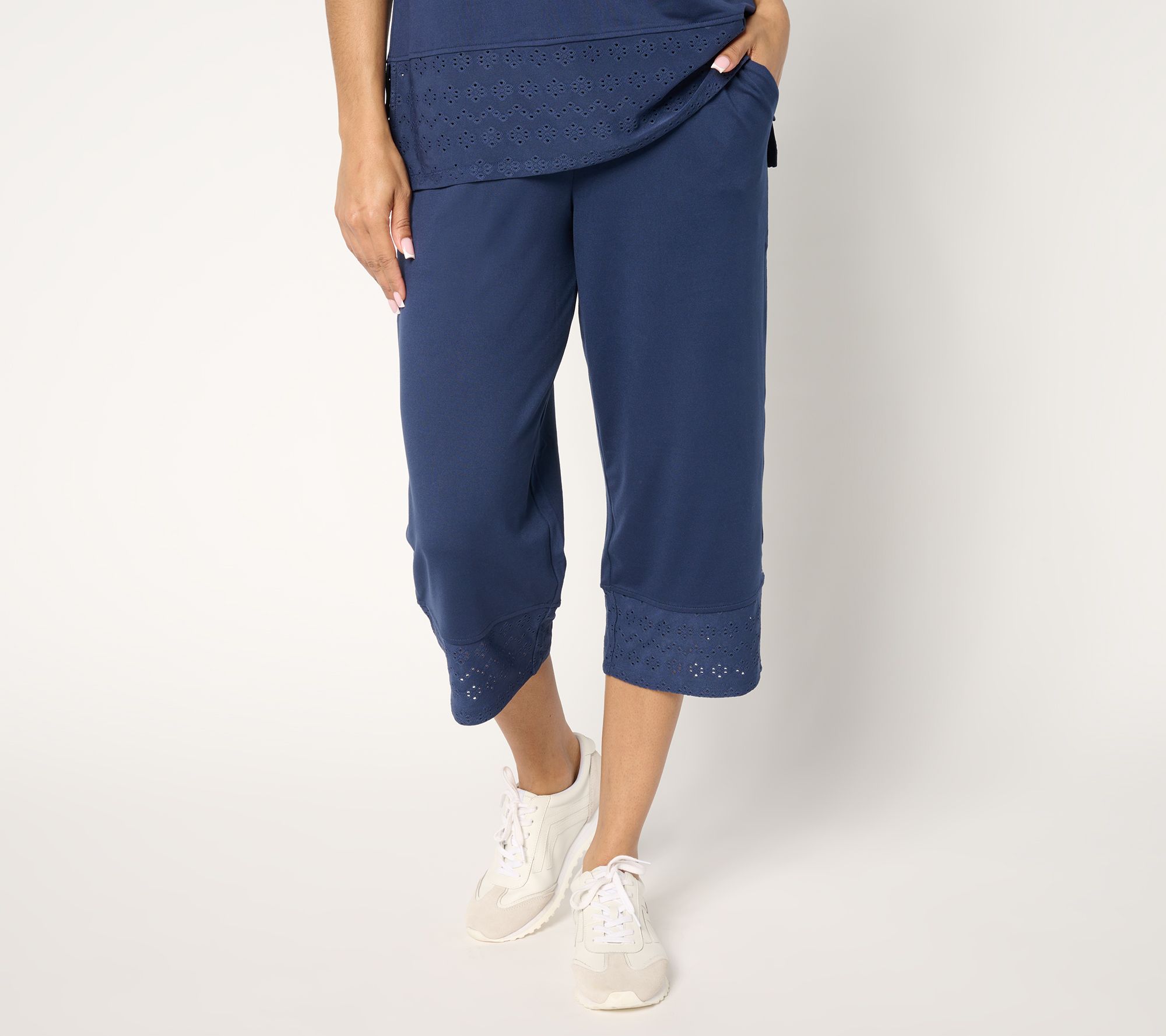 "As Is" Cuddl Duds Flexwear with Eyelet Cropped Pant