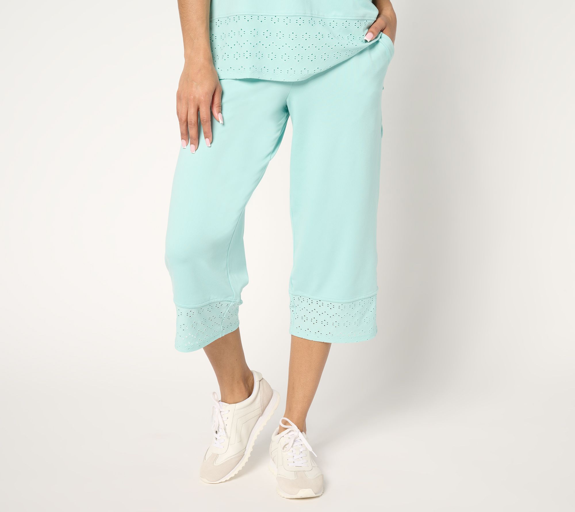 "As Is" Cuddl Duds Flexwear with Eyelet Cropped Pant