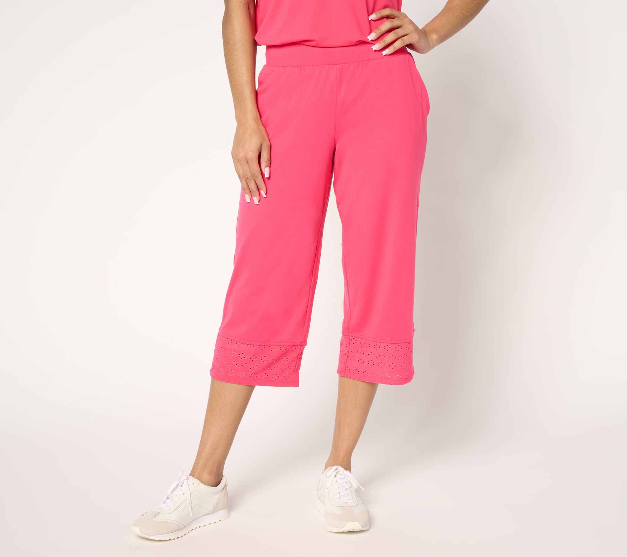 "As Is" Cuddl Duds Flexwear with Eyelet Cropped Pant