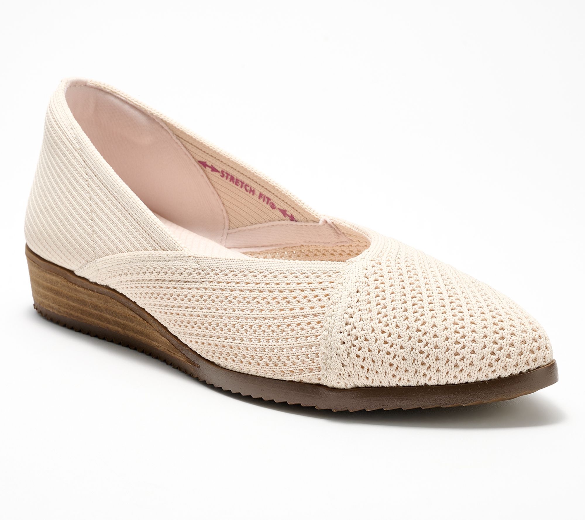 "As Is" Skechers Cleo Sawdust Recycle Knit Wedges- Sweet Sensation