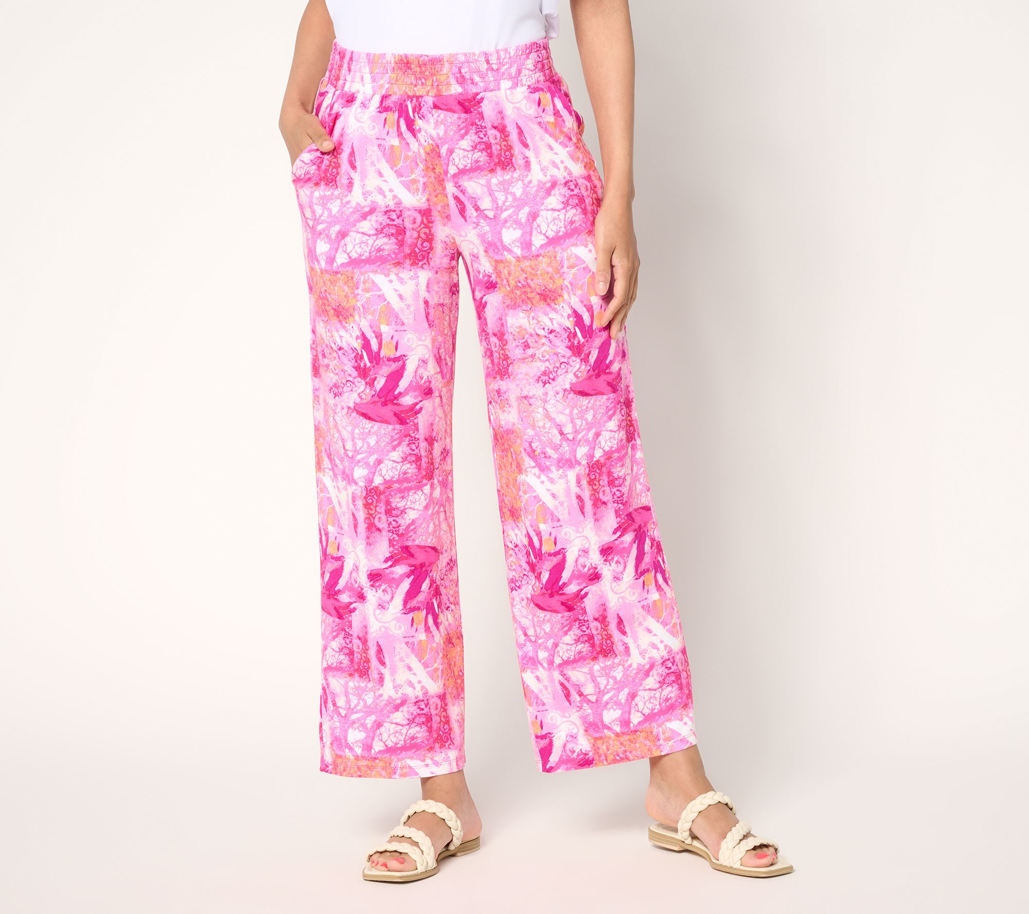 "As Is" Susan Graver Soleil Petite Knit Printed Ankle Pant