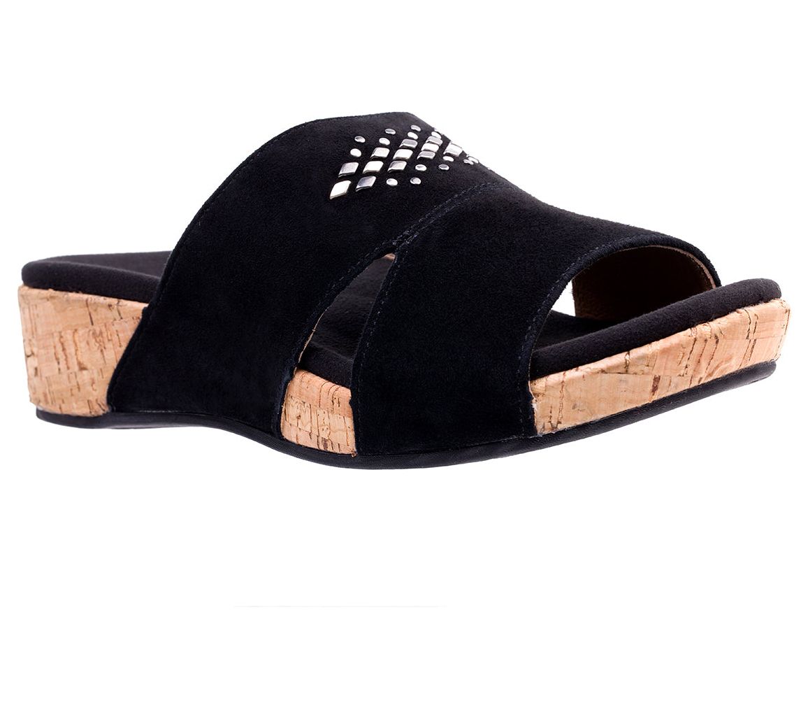 Spenco Orthotic Suede Wedge Sandals - Passport