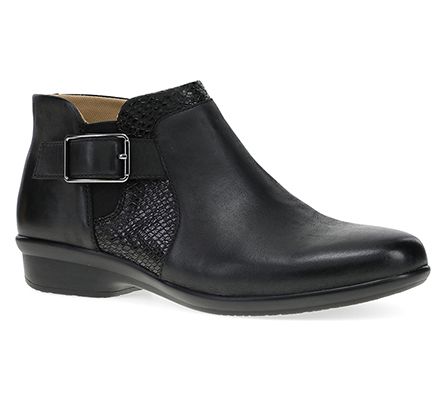 Dansko Carolyn Black Burnished Calf Leather Bootie