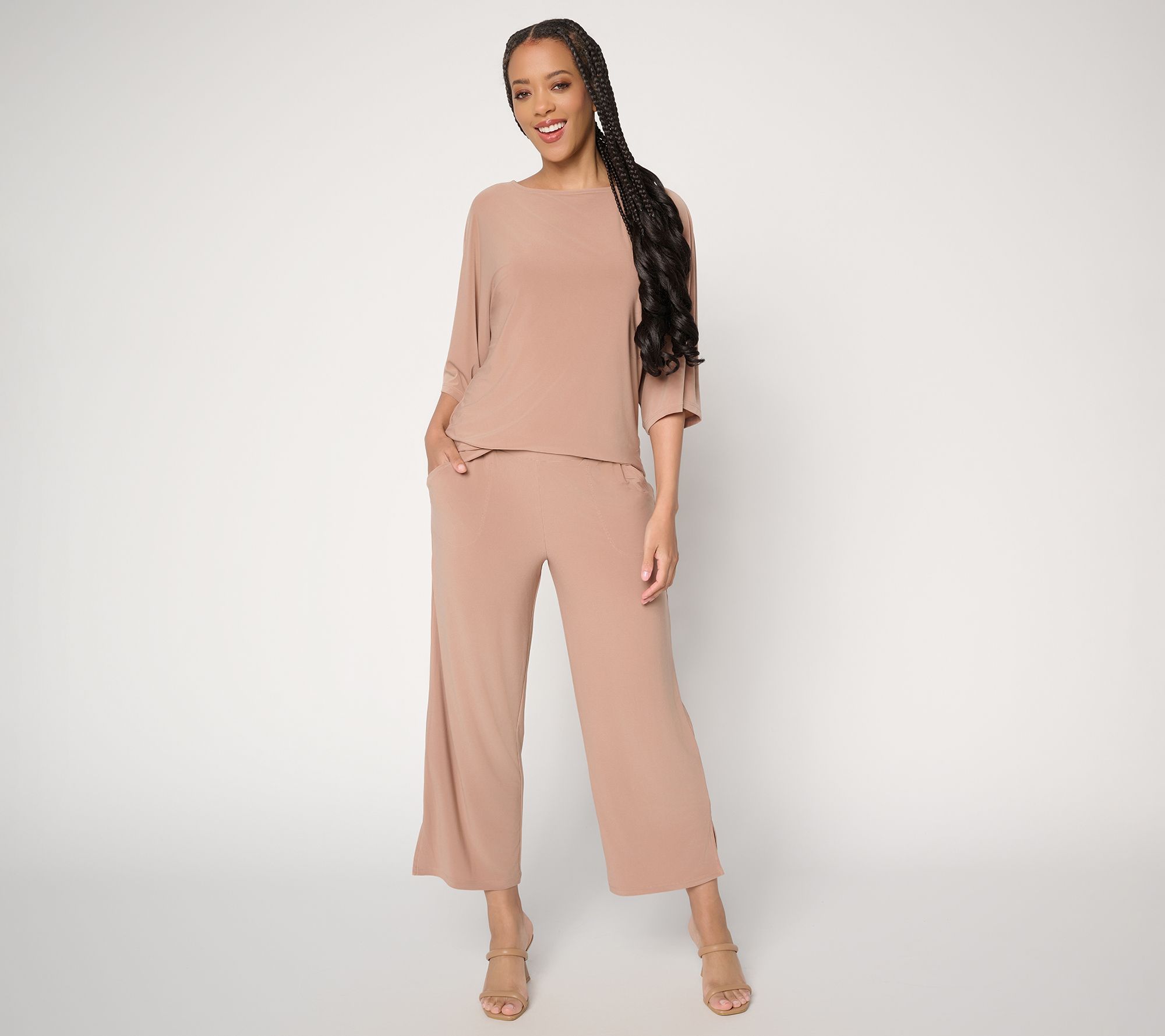 Attitudes by Renee Petite Como Jersey Top and Bottom Set