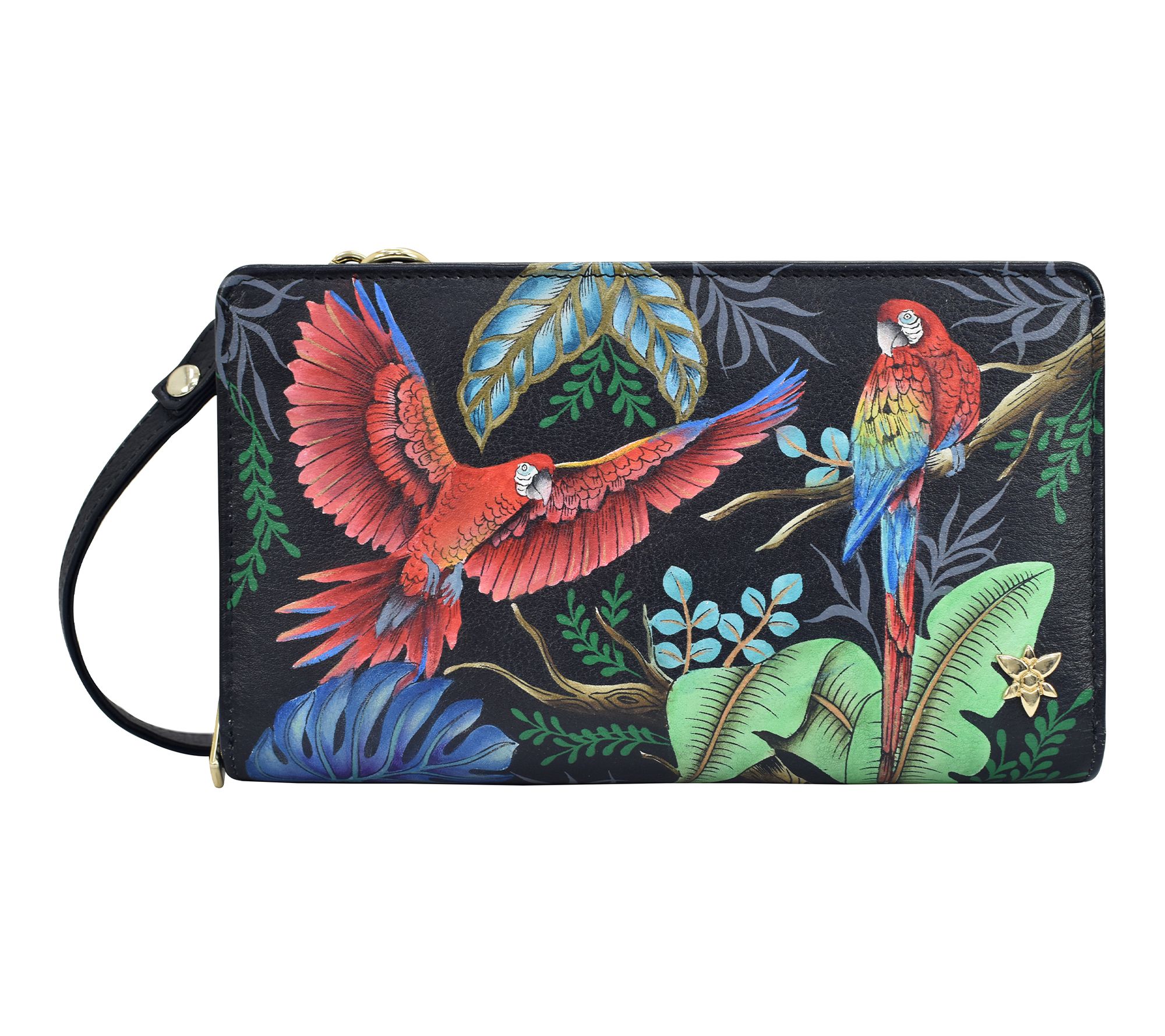 Anuschka Painted Leather RIFD Wallet Crossbody