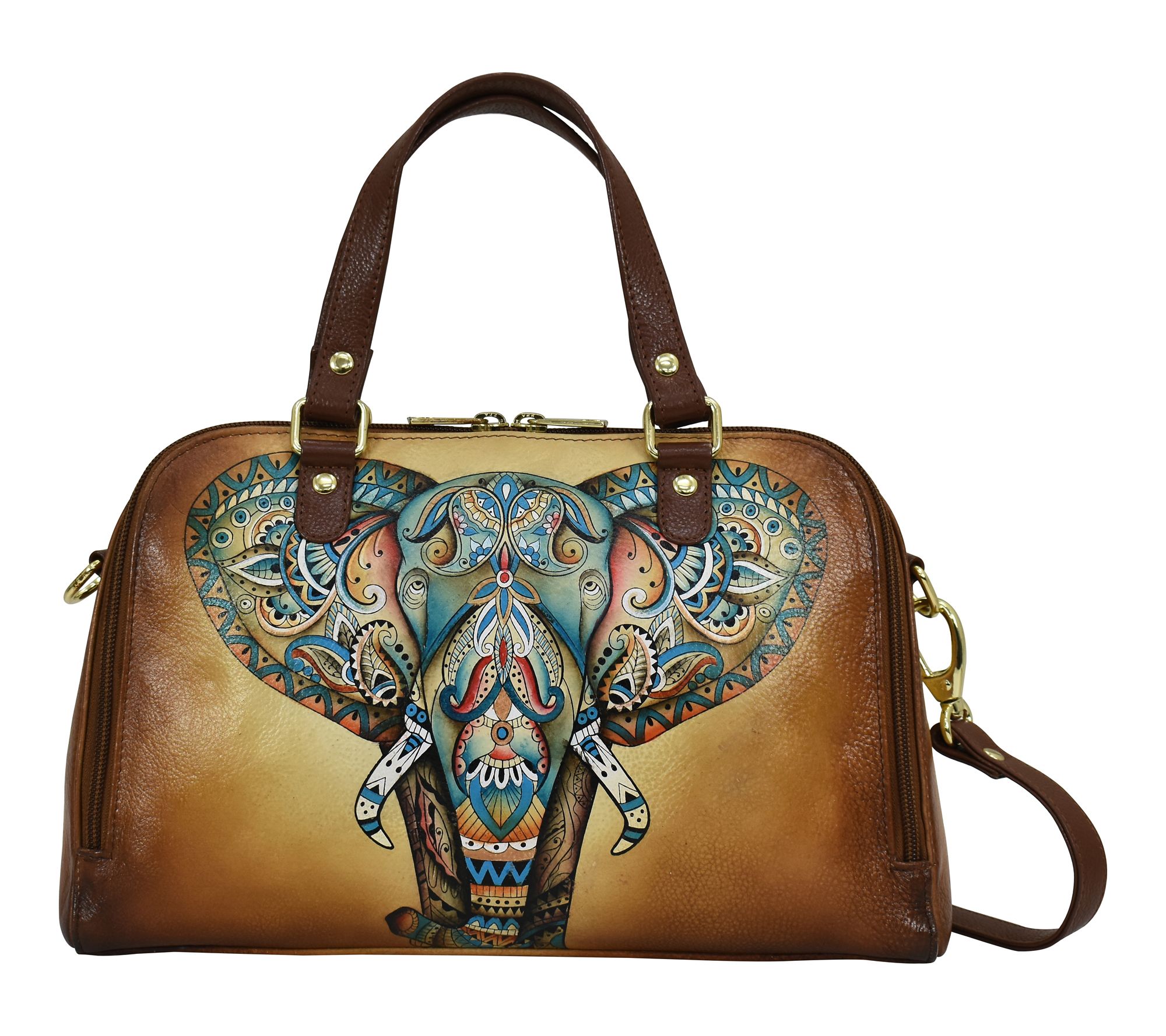 Anushcka Painted Leather Wide Organizer Satchel