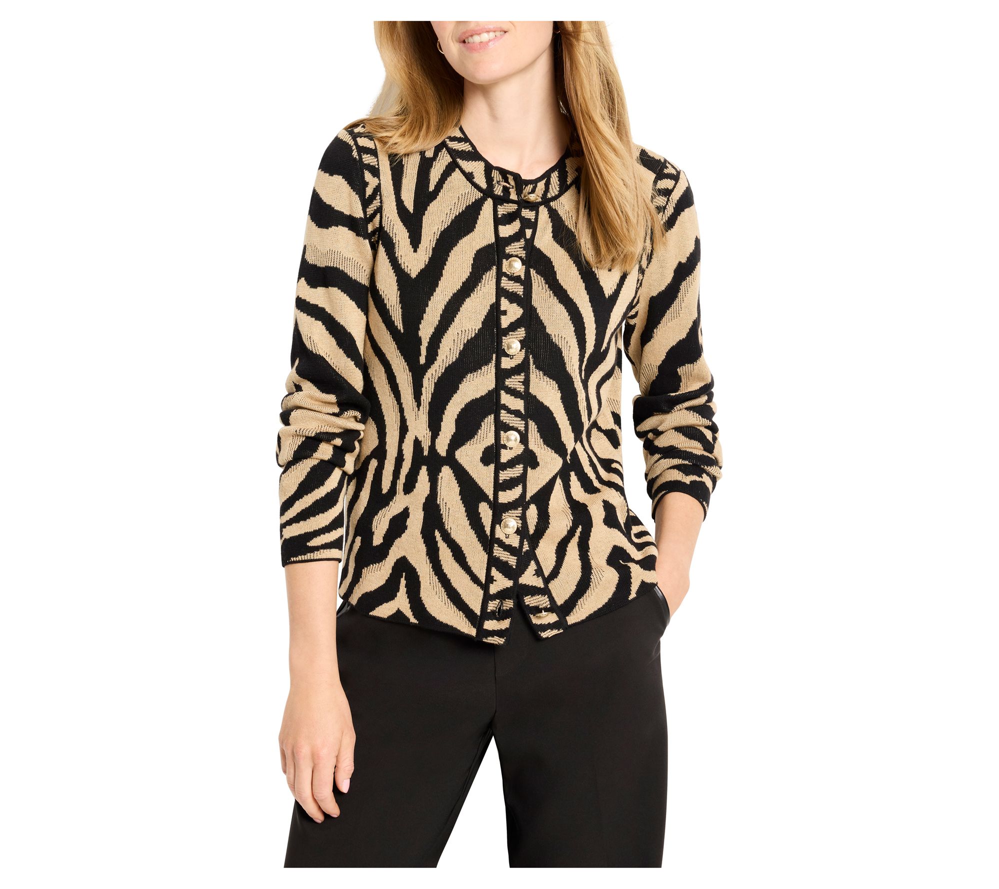 NIC+ZOE Animal Jacquard Cardigan