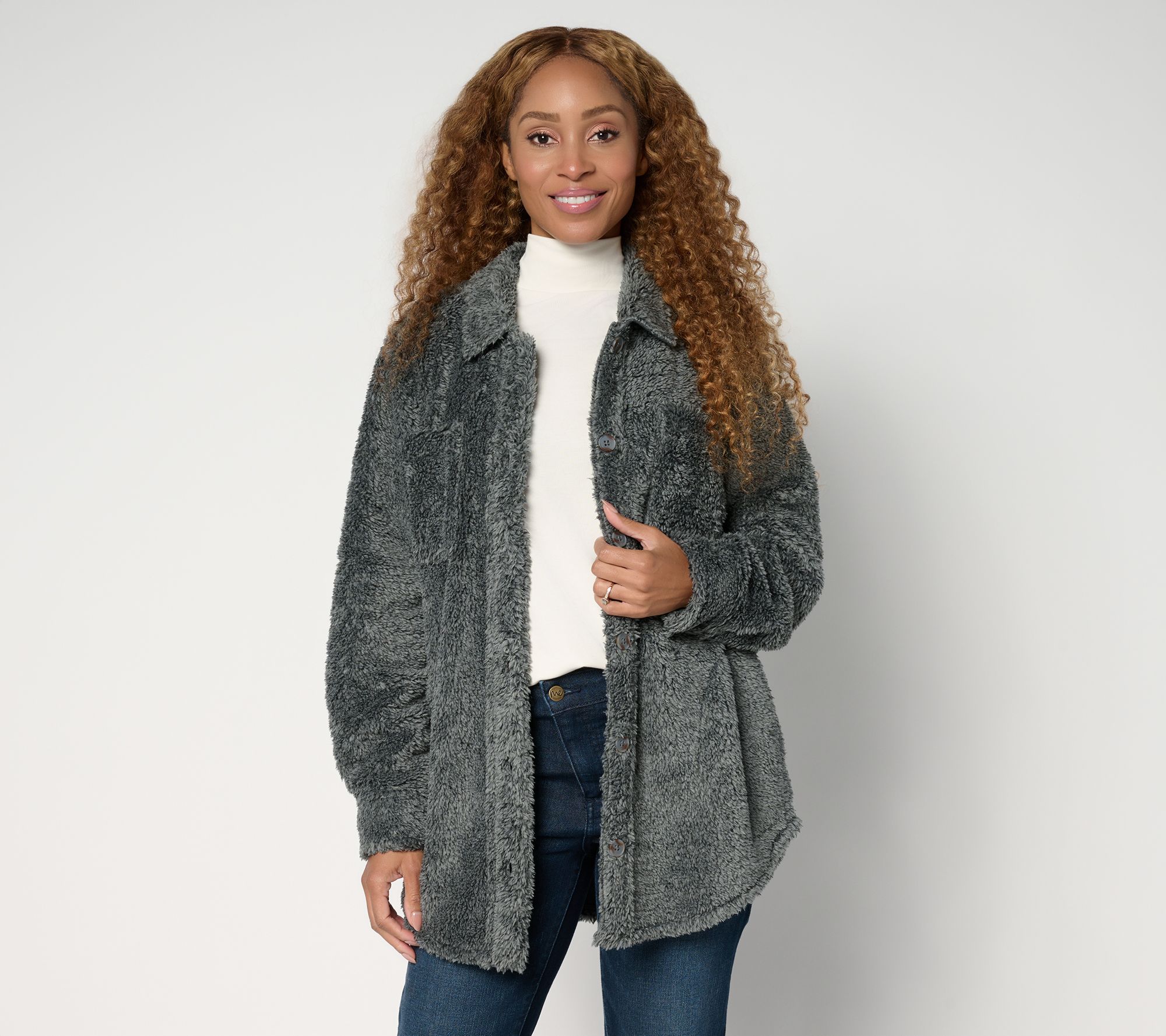 "As Is" Belle by Kim Gravel Regular SophisticChic Sherpa Shacket