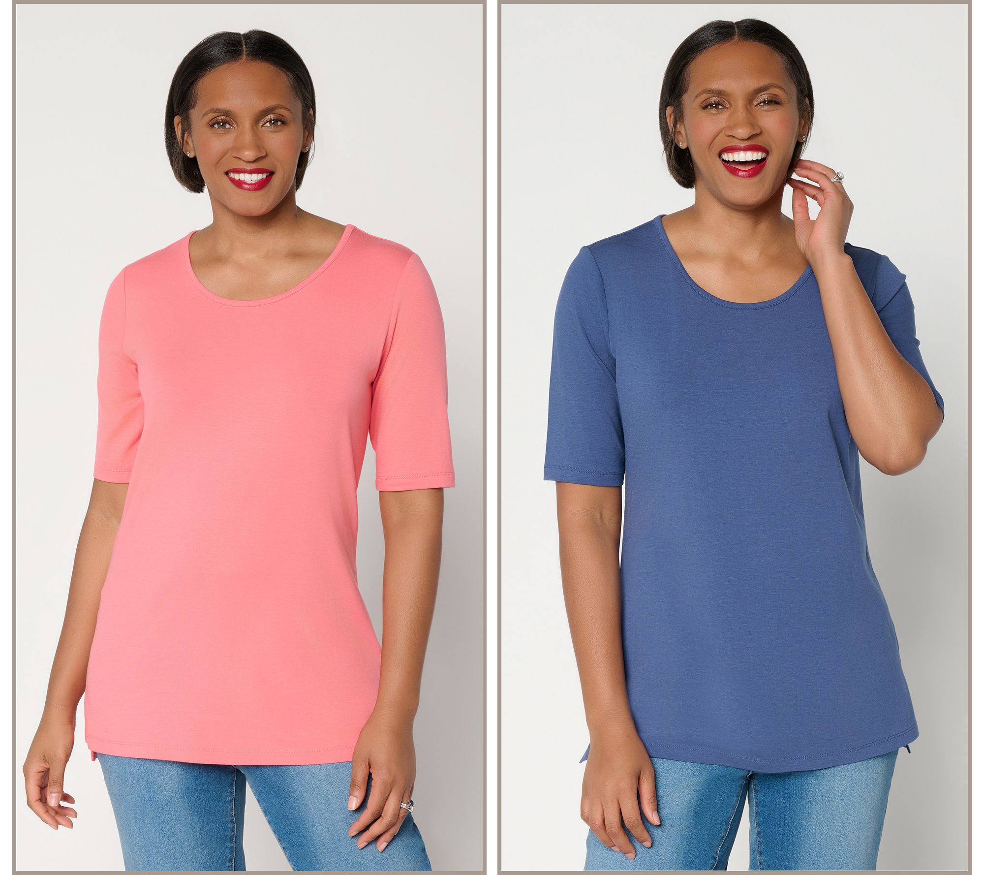  Denim & Co. Essentials Regular So Soft Jersey 2-Pack Tunics