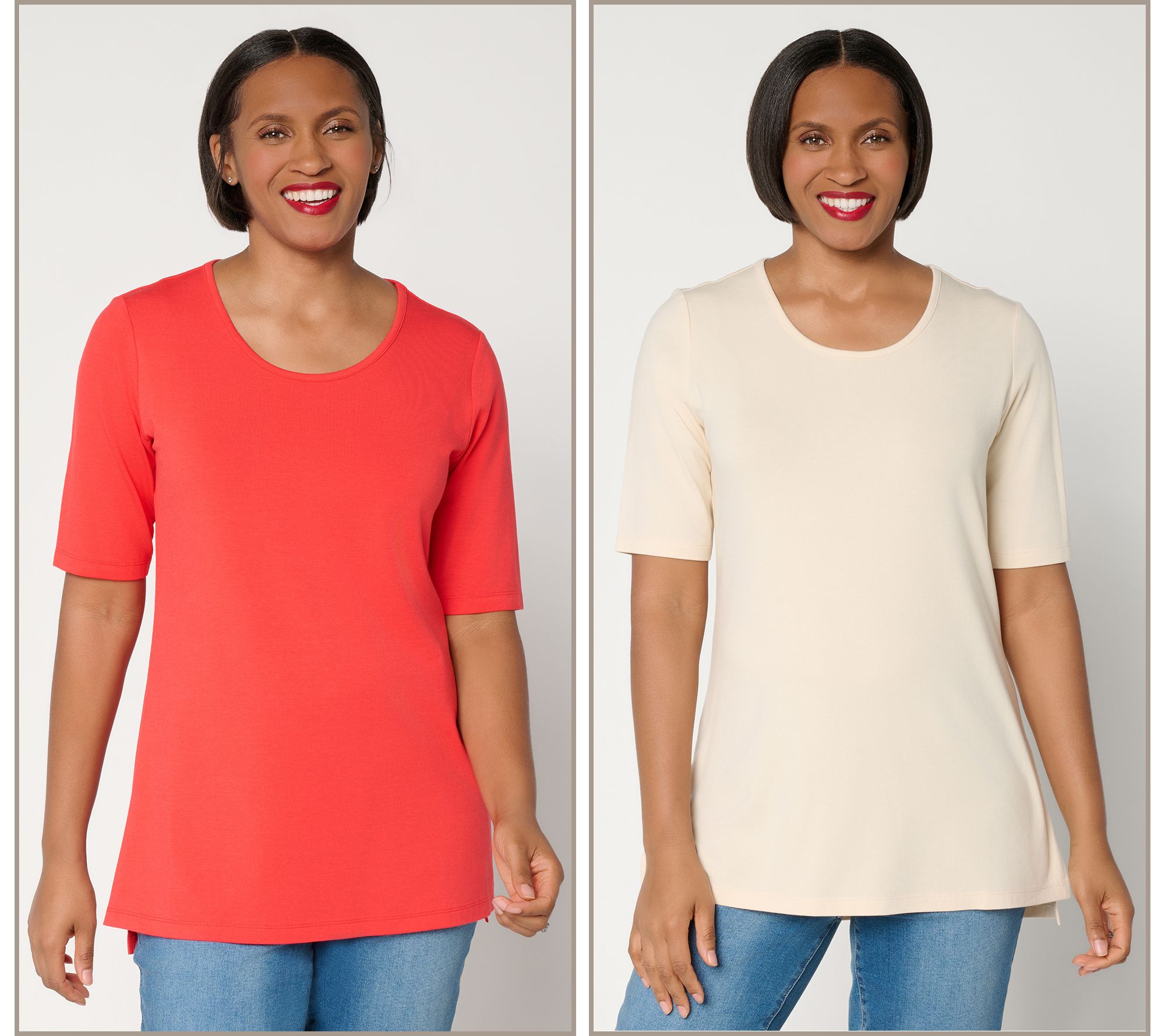 Denim & Co. Essentials Regular So Soft Jersey 2-Pack Tunics