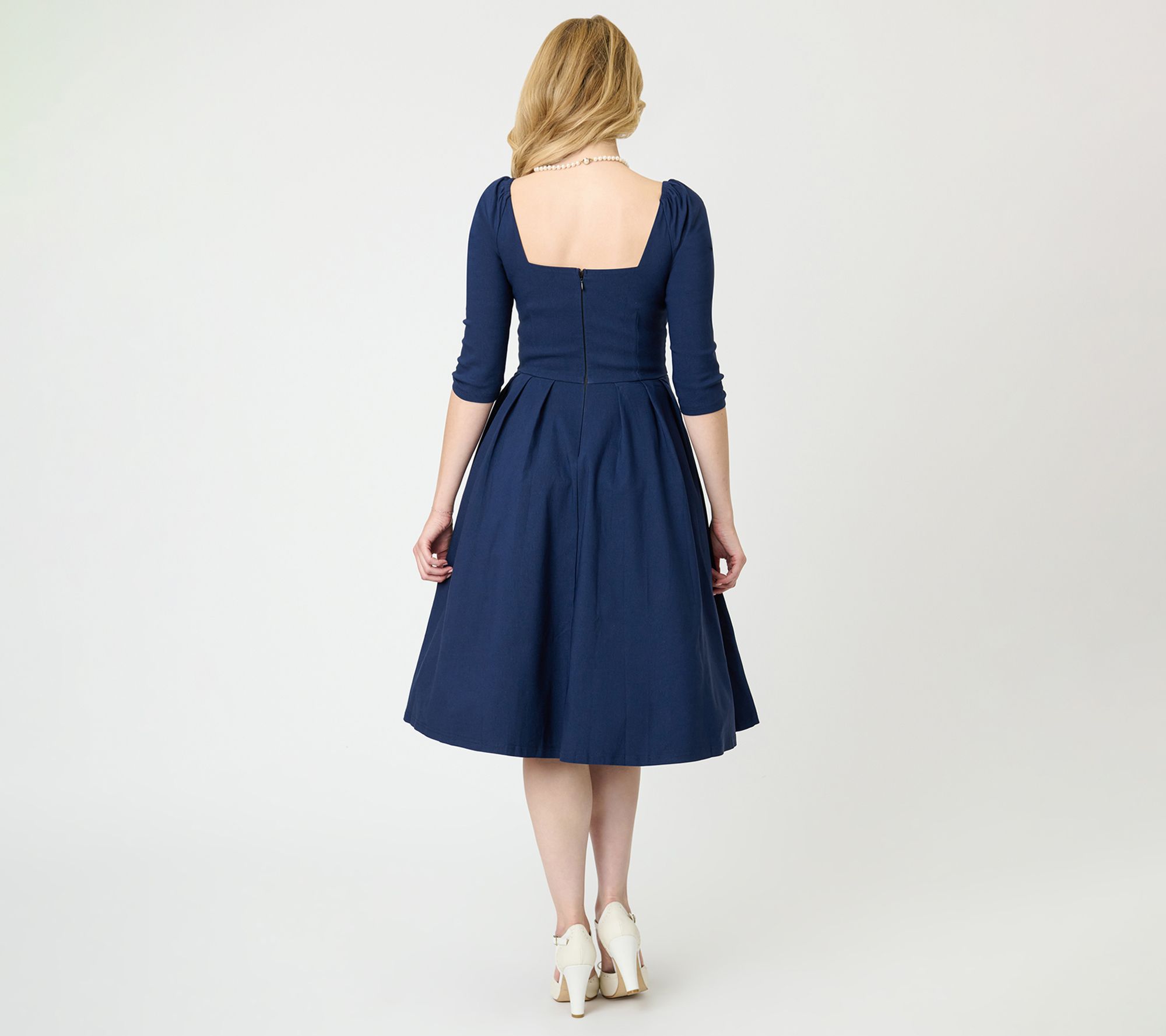 Unique Vintage Navy Lamar Swing Dress - QVC.com