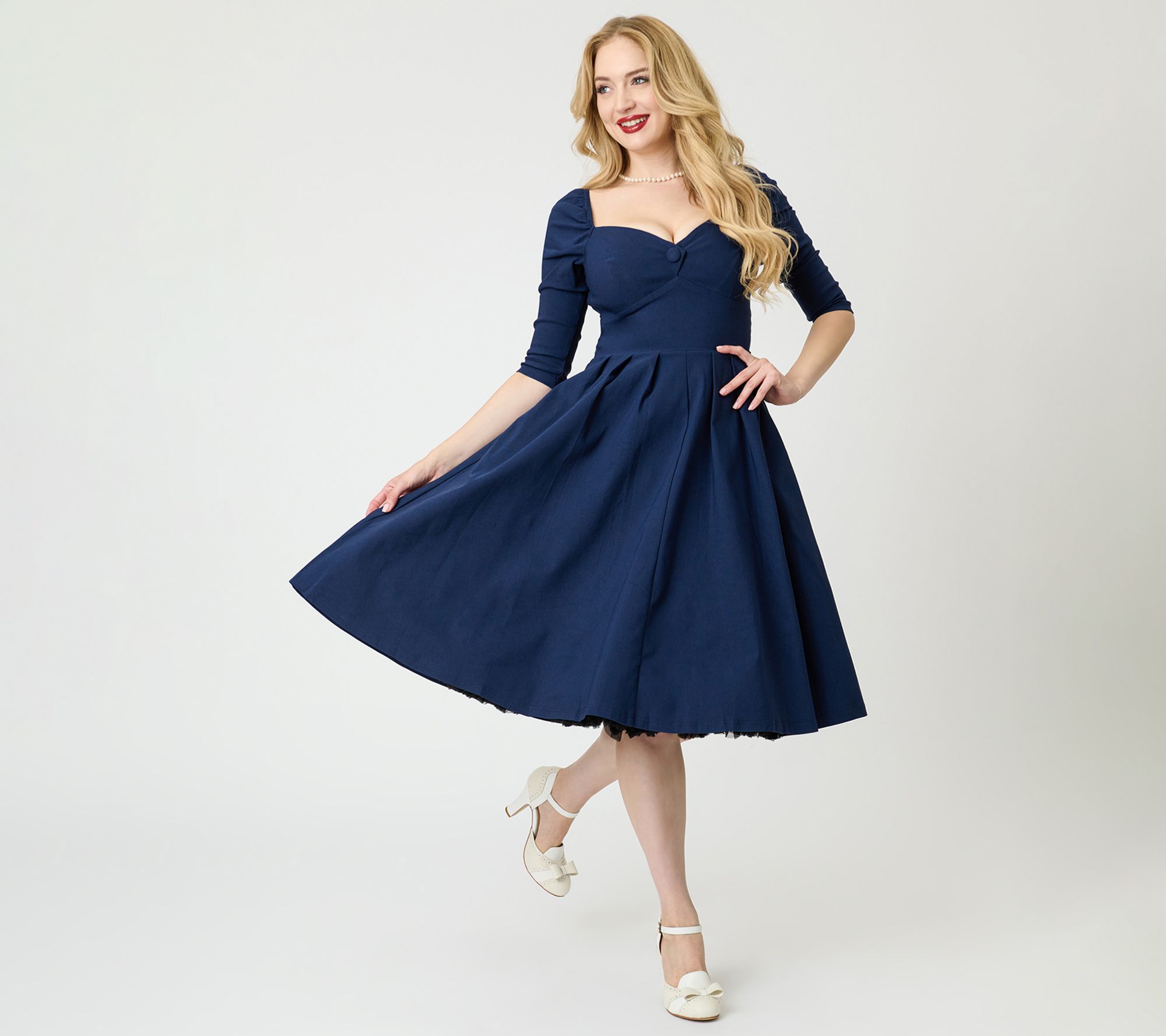 Unique Vintage Navy Lamar Swing Dress