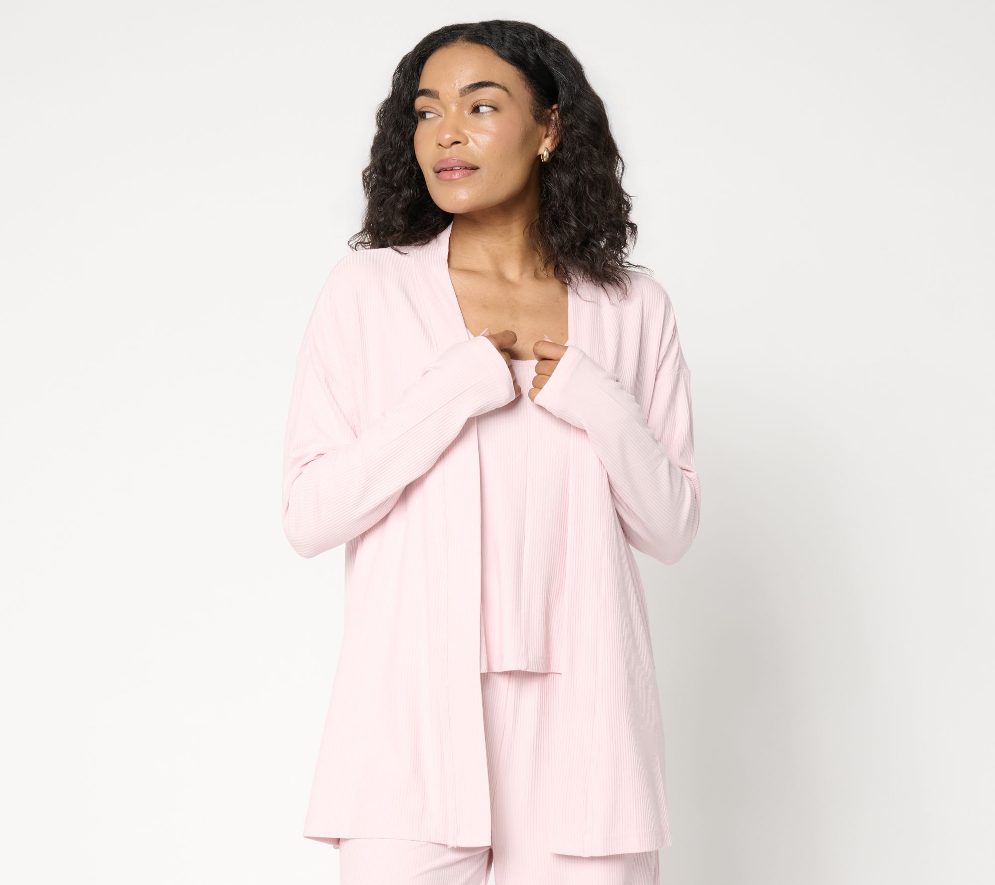Lattelove Open Front Ribbed Cardigan