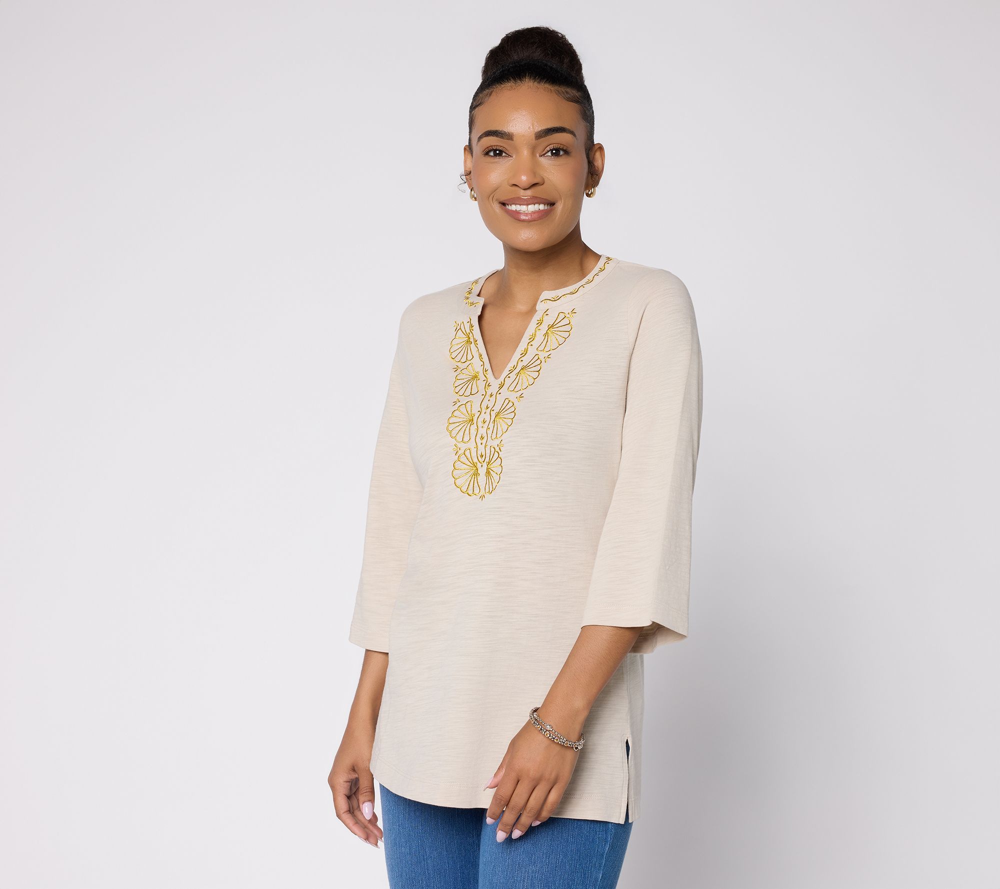 Belle Beach by Kim Gravel Regular Slub Knit Glam Clam Tunic