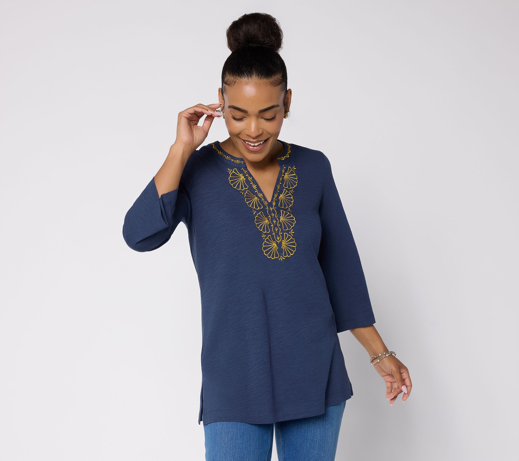 Belle Beach by Kim Gravel Regular Slub Knit Glam Clam Tunic