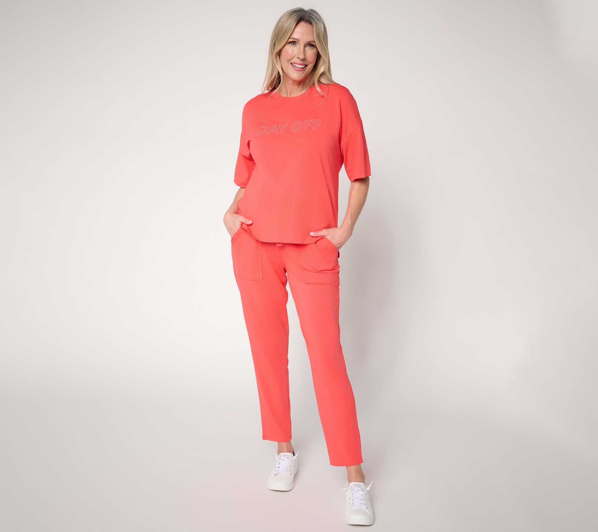 AnyBody Tall Cozy Knit Lounge Set with Embroidery