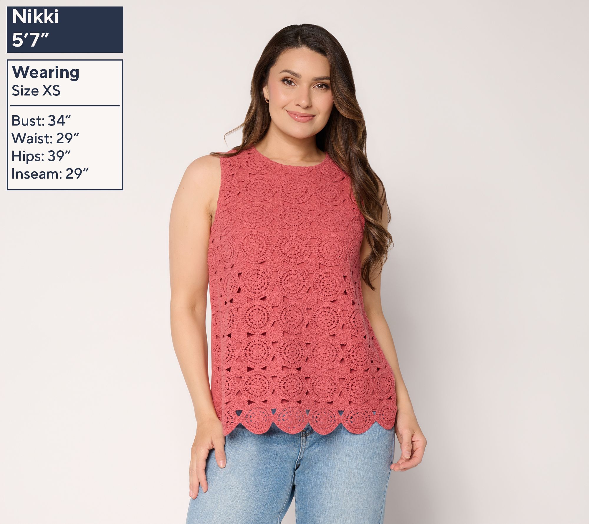 Peace Love World Crochet Knit Back Tank - QVC.com