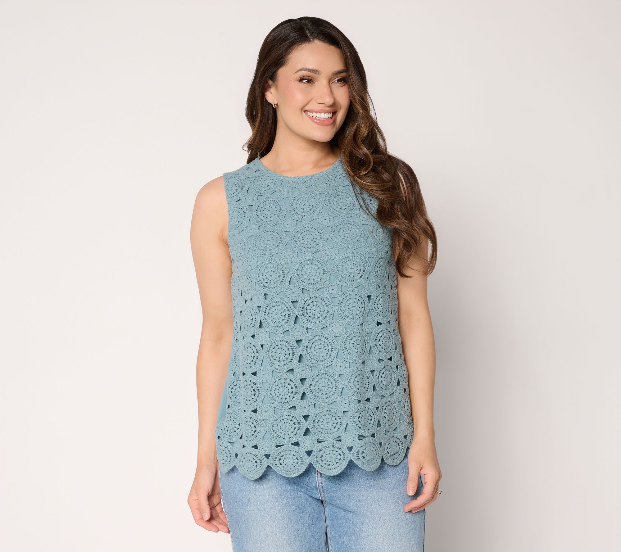 Peace Love World Crochet Knit Back Tank