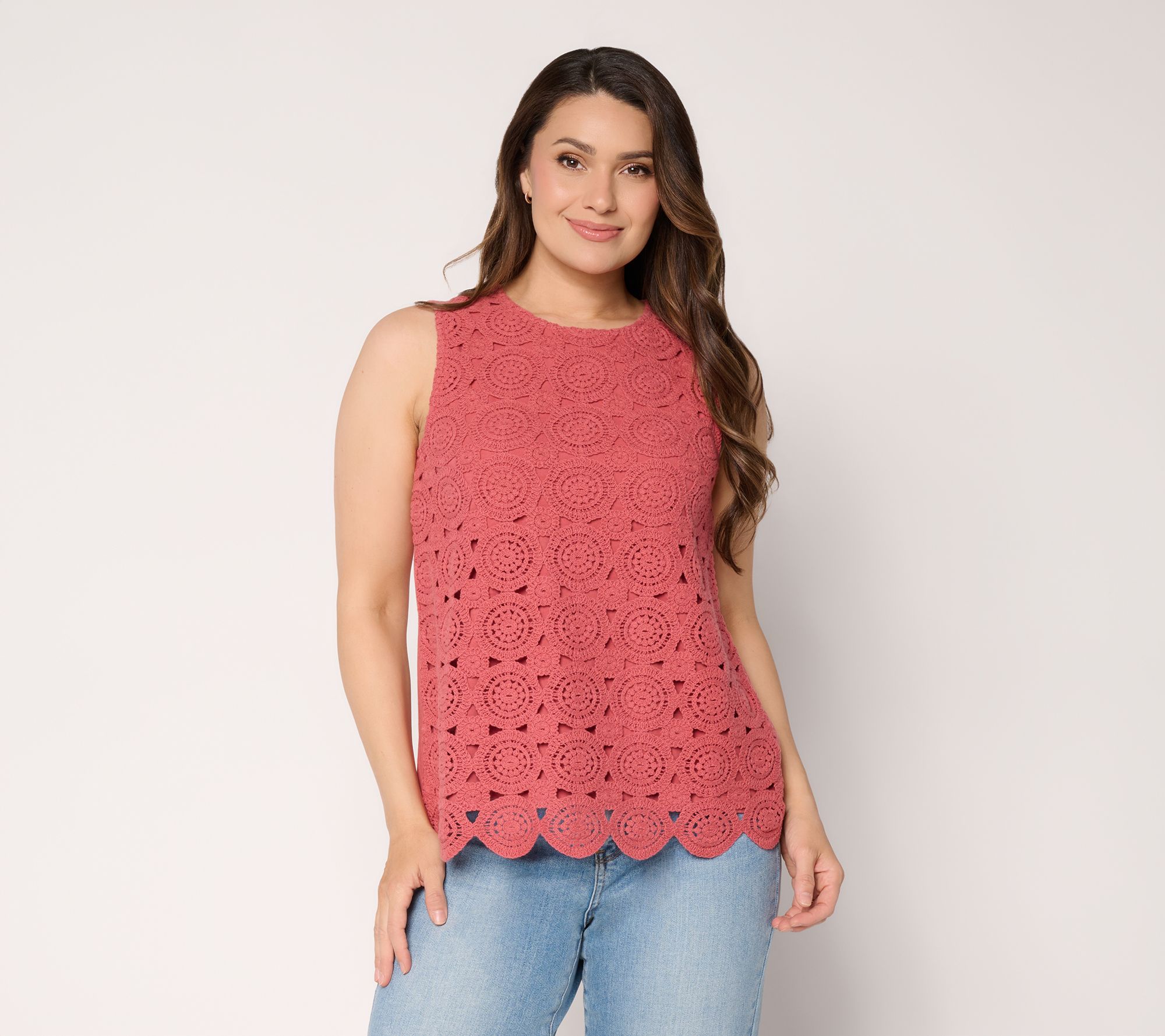 Peace Love World Crochet Knit Back Tank