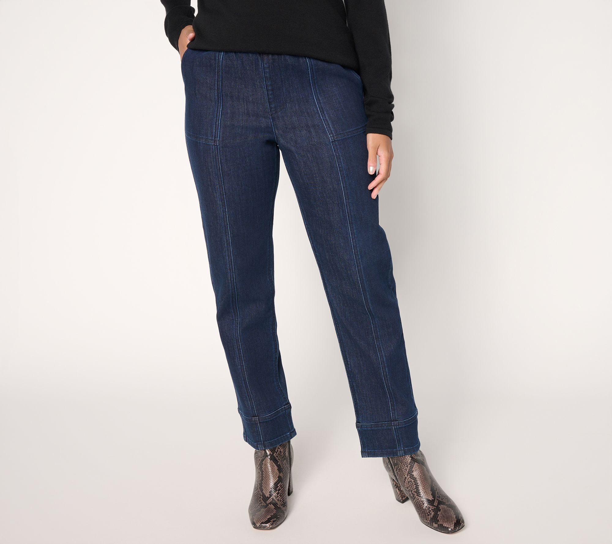 "As Is" LOGO by Lori Goldstein Regular Indigo Tapered Leg Ankle Jeans