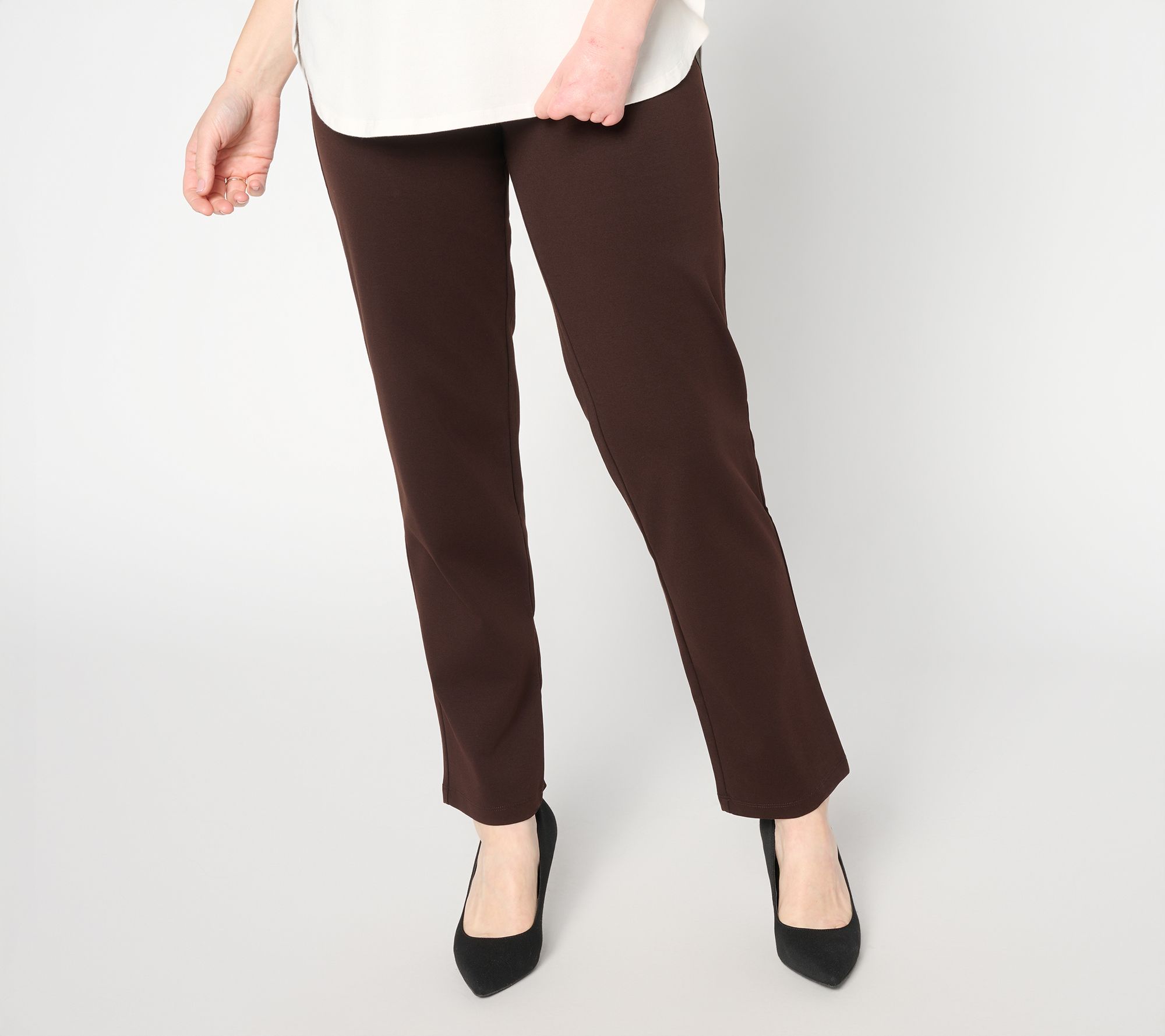 "As Is" Susan Graver Weekend Regular Cotton Ponte Straight Leg Pant