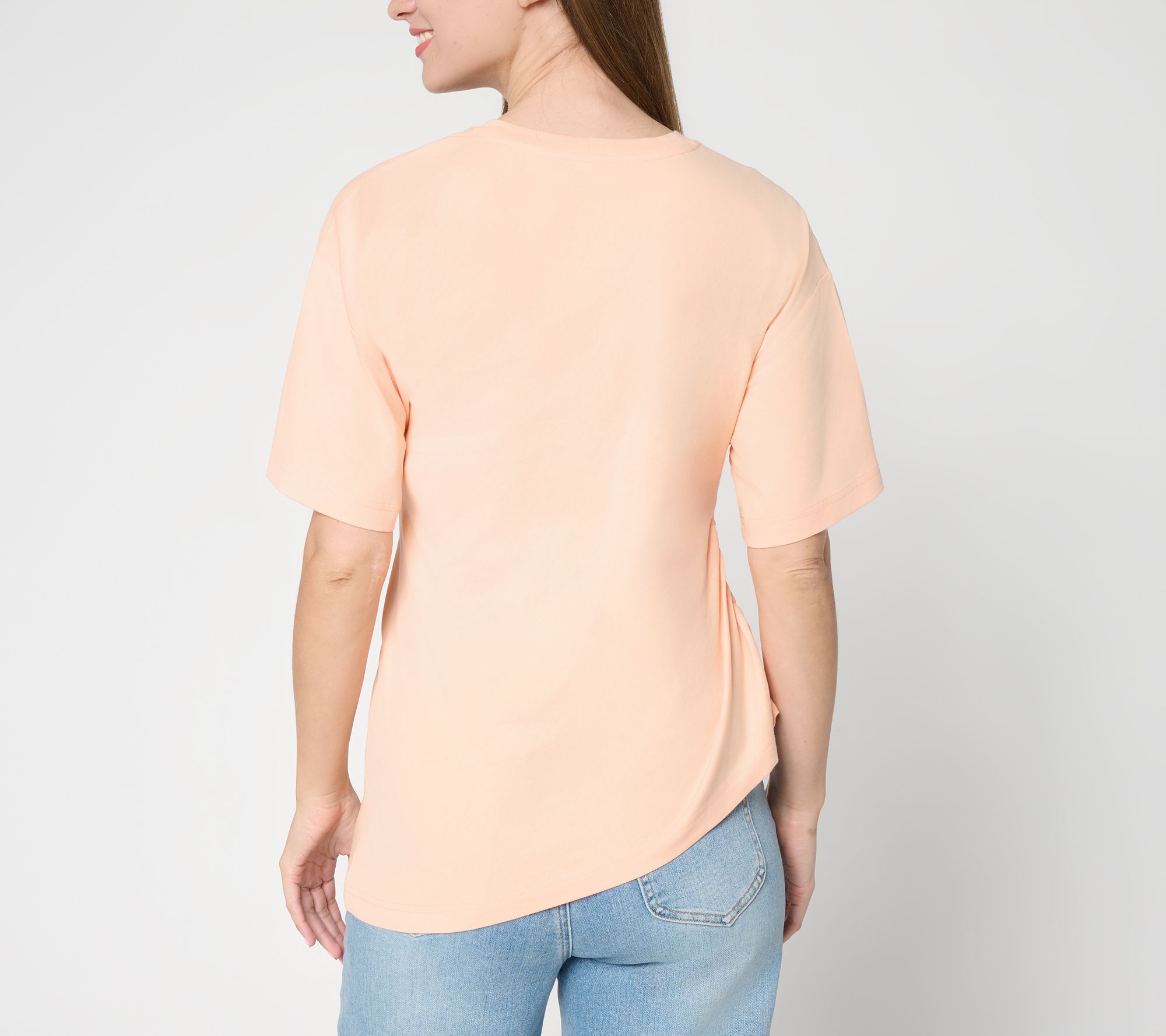 ♡　q Peace Love World 100% Cotton Asymmetrical Tee | QVC