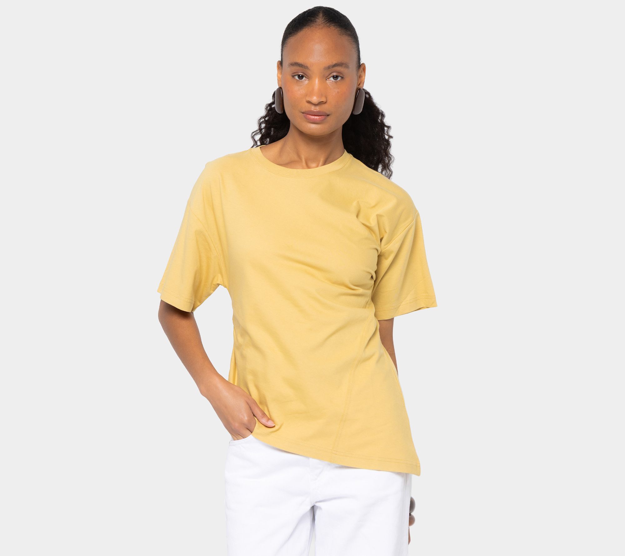 Peace Love World 100% Cotton Asymmetrical Tee