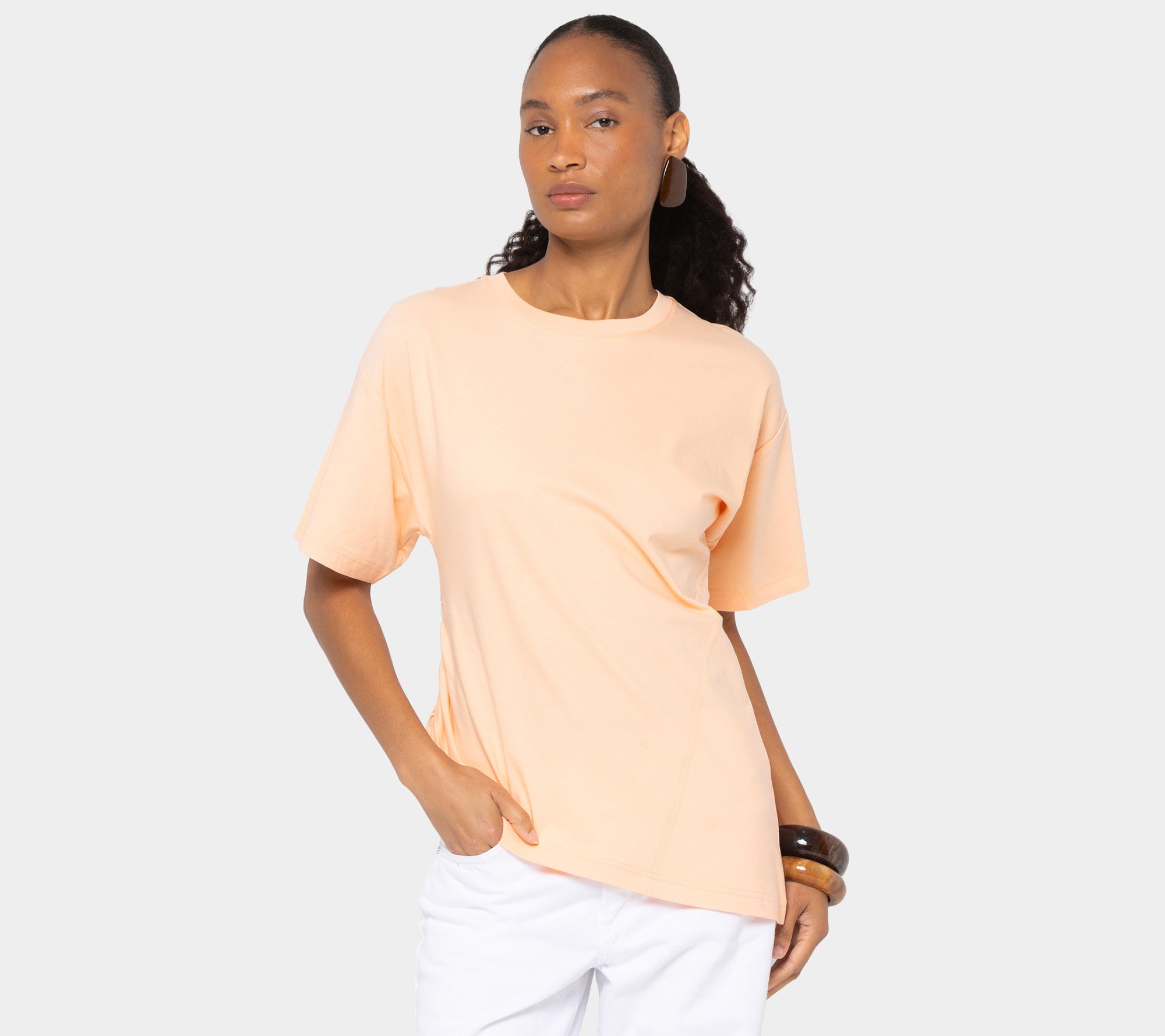 Peace Love World 100% Cotton Asymmetrical Tee