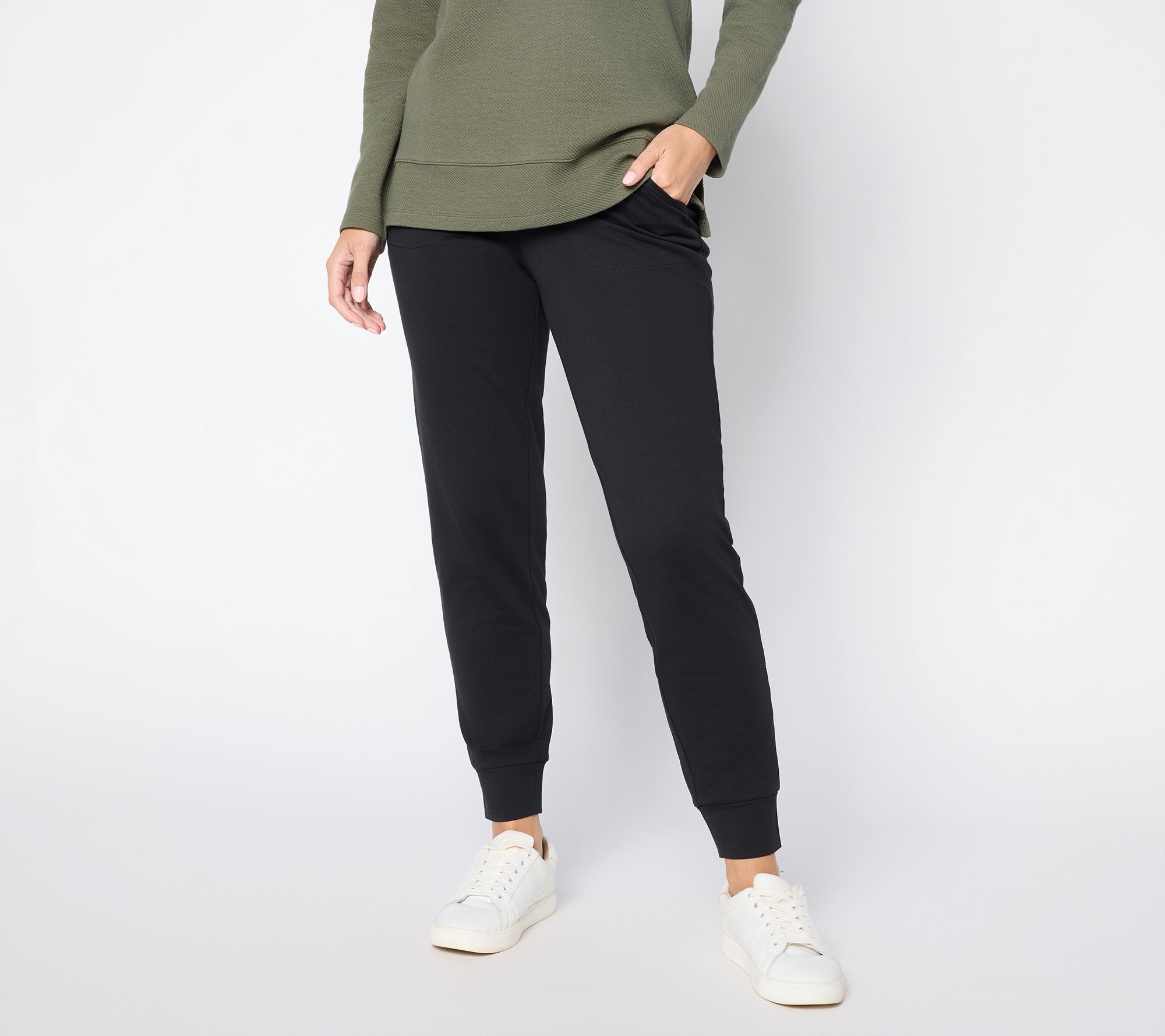 "As Is" Denim & Co. Petite EasyWear French Terry Ankle Jogger